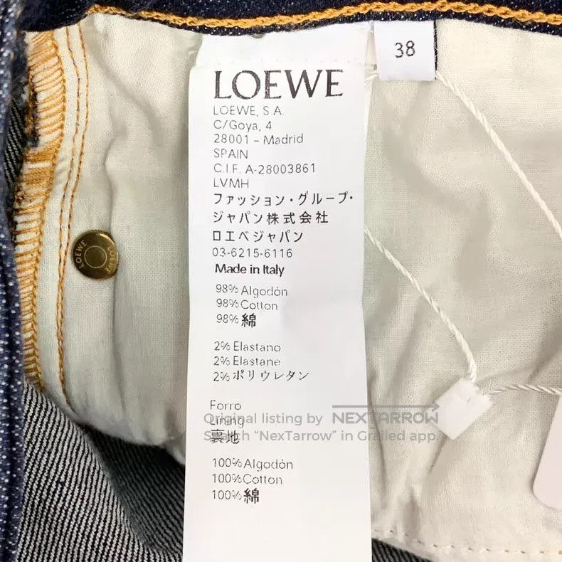 Loewe Loewe Dark Blue Logo Leather Patch Cotton Casual Denim Tro Size 25" / US 0 / IT 36 - 8 Thumbnail