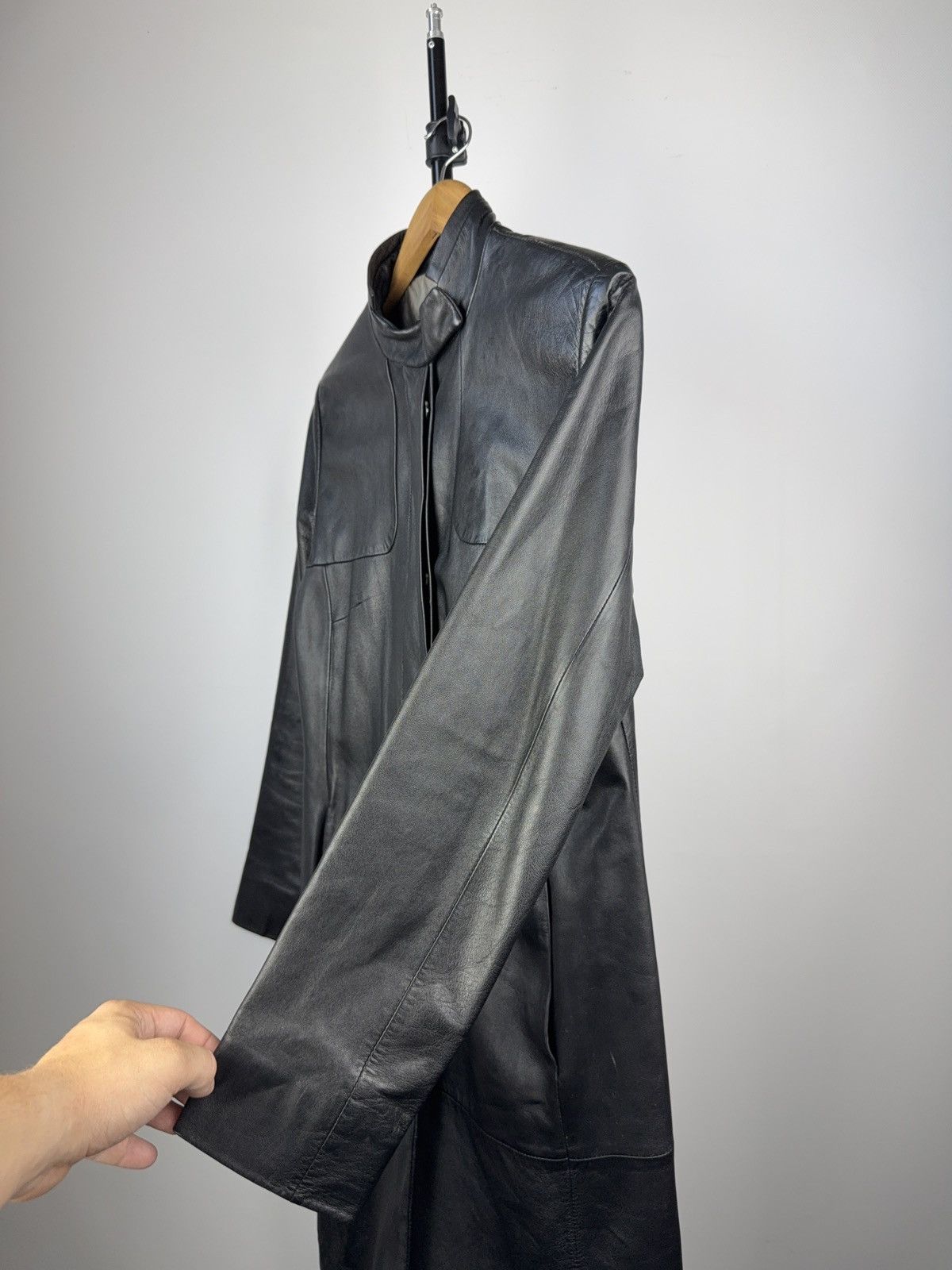 Vintage Vintage 90s Leather Opium Punk Coat Trench Retro Y2K Size M / US 6-8 / IT 42-44 - 4 Thumbnail