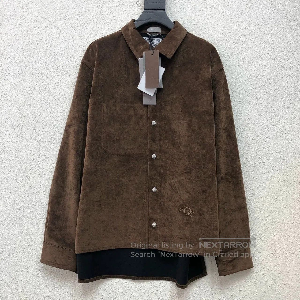 Dior brown suede embroidered shirt jacket. Size US L / EU 52-54 / 3 - 1 Thumbnail