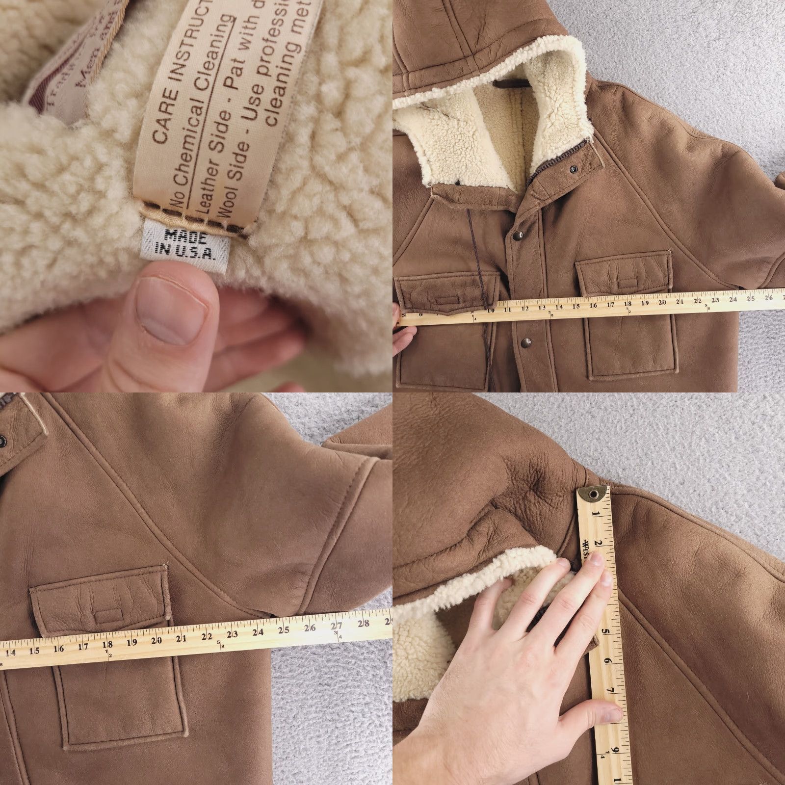 Vintage R Bryant Ltd. Coat Mens Medium Leather Wool Sherpa Winter Traditional Made USA Coat Mens M Brown Overcoat Vintage No Size US M / EU 48-50 / 2 - 8 Thumbnail