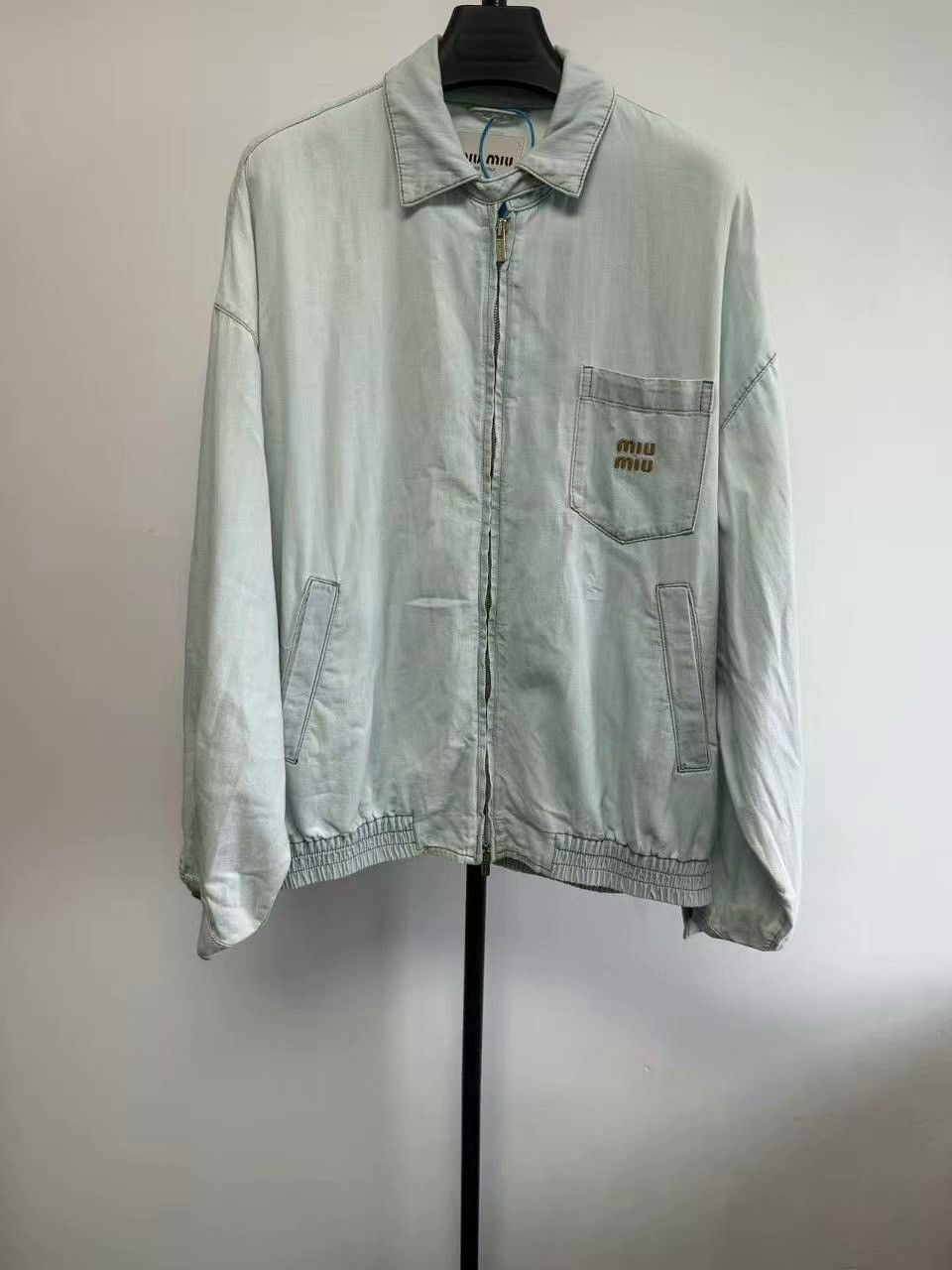 Miu Miu MIU MIU Embroidered Oversized Striped Denim Jacket Size XS / US 0-2 / IT 36-38 - 1 Thumbnail