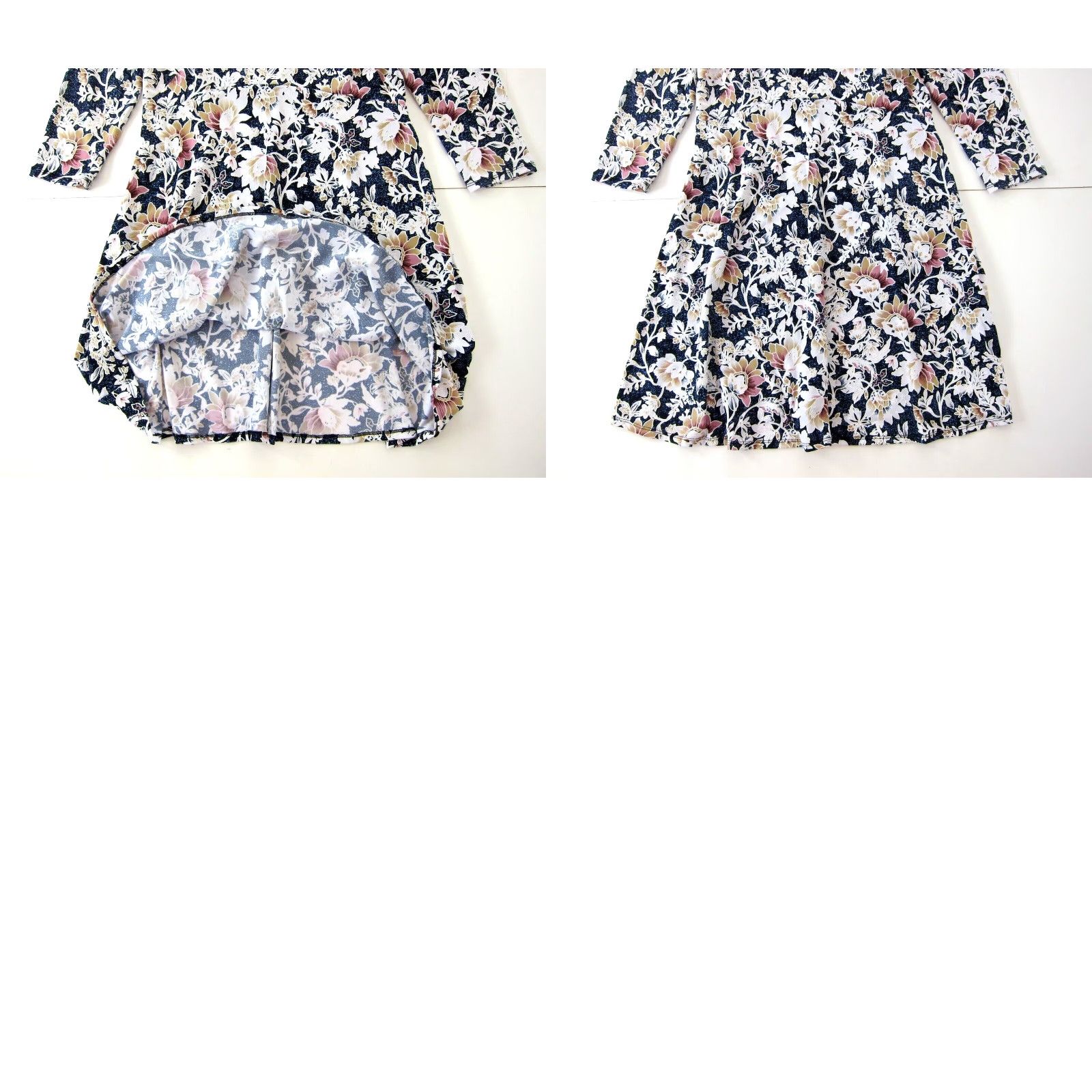 Vintage Beige By Eci Blue White Pink Floral Stretch Long Sleeve Tunic Smock Dress XL Size XL / US 12-14 / IT 48-50 - 8 Thumbnail