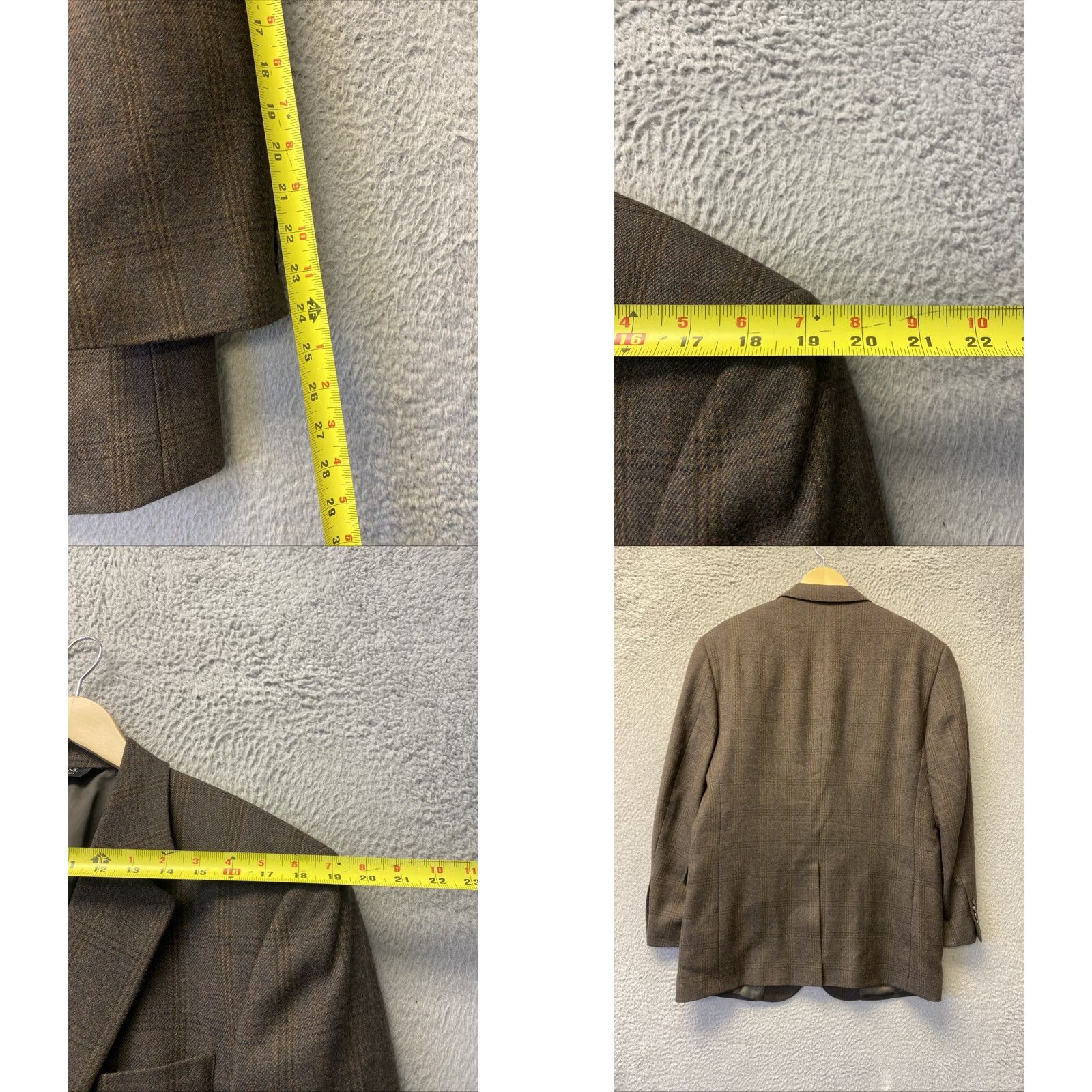 Jos. A. Bank Jos. A. Bank Blazer Sport Coat Mens Two-Button Plaid Wool 41R Dark Moss Brown Regular Jacket Coat Size 42R - 8 Thumbnail