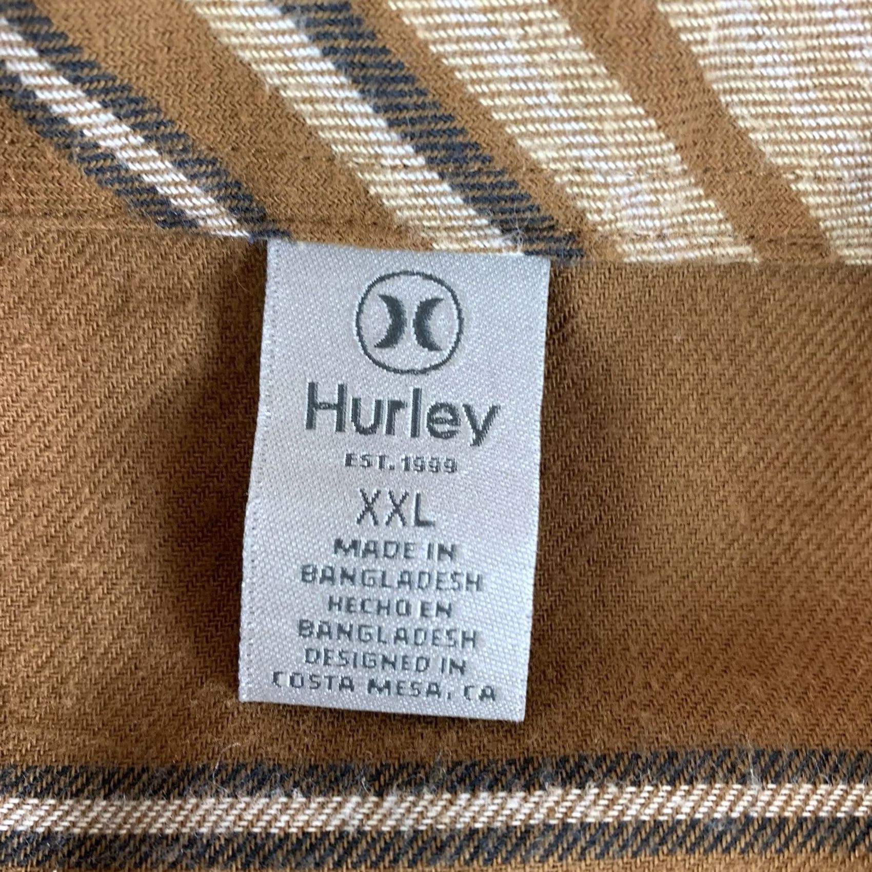 Hurley Hurley Shirt Long Sleeve Button-Up Mens XXL Brown Plaid Flannel Polycotton Size US XXL / EU 58 / 5 - 3 Thumbnail