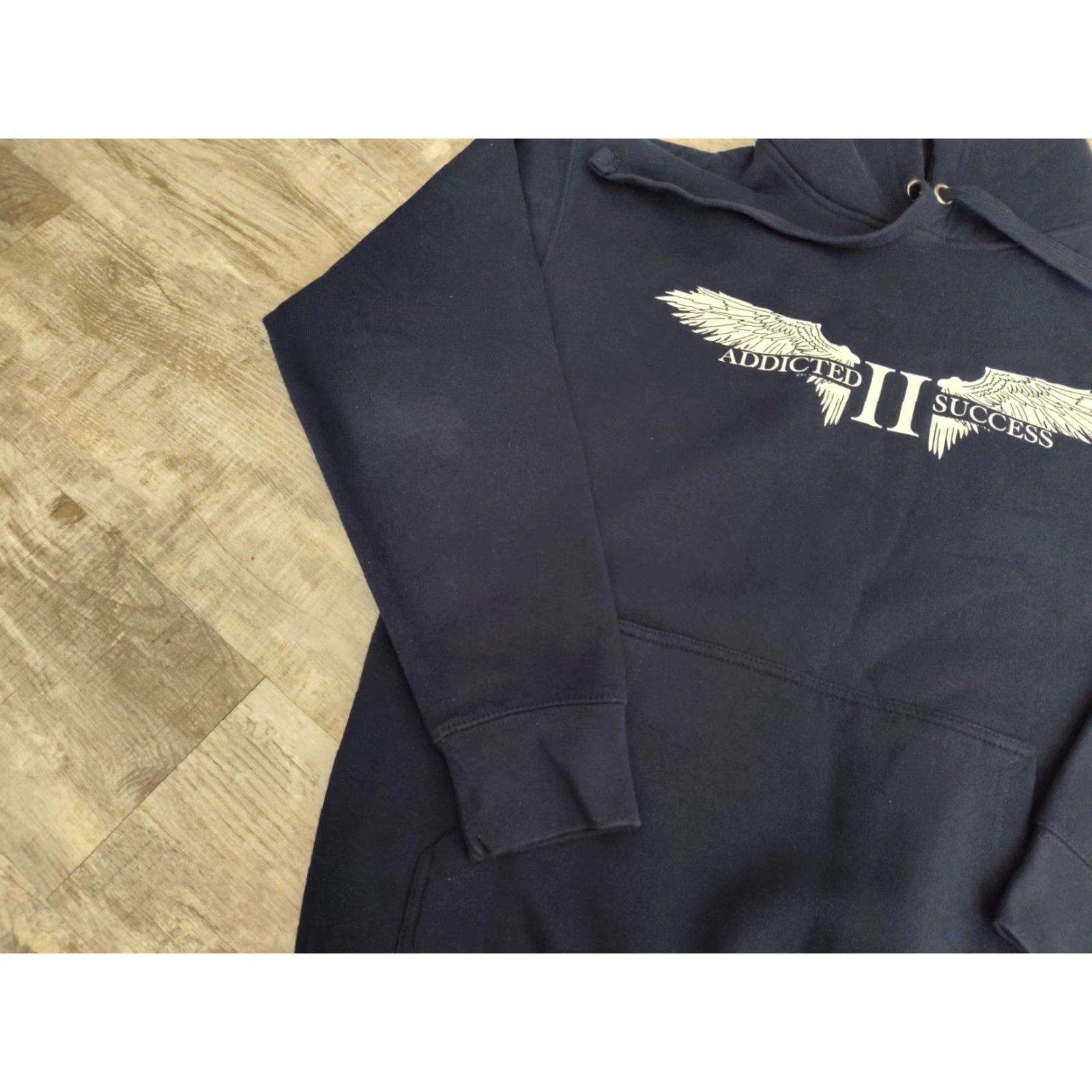 Vintage VINTAGE Addicted II Success Mens Hoodie Fleece Pullover 100% Cotton USA Made Navy Blue Graphic Print Casual Activewear M Size US M / EU 48-50 / 2 - 4 Thumbnail