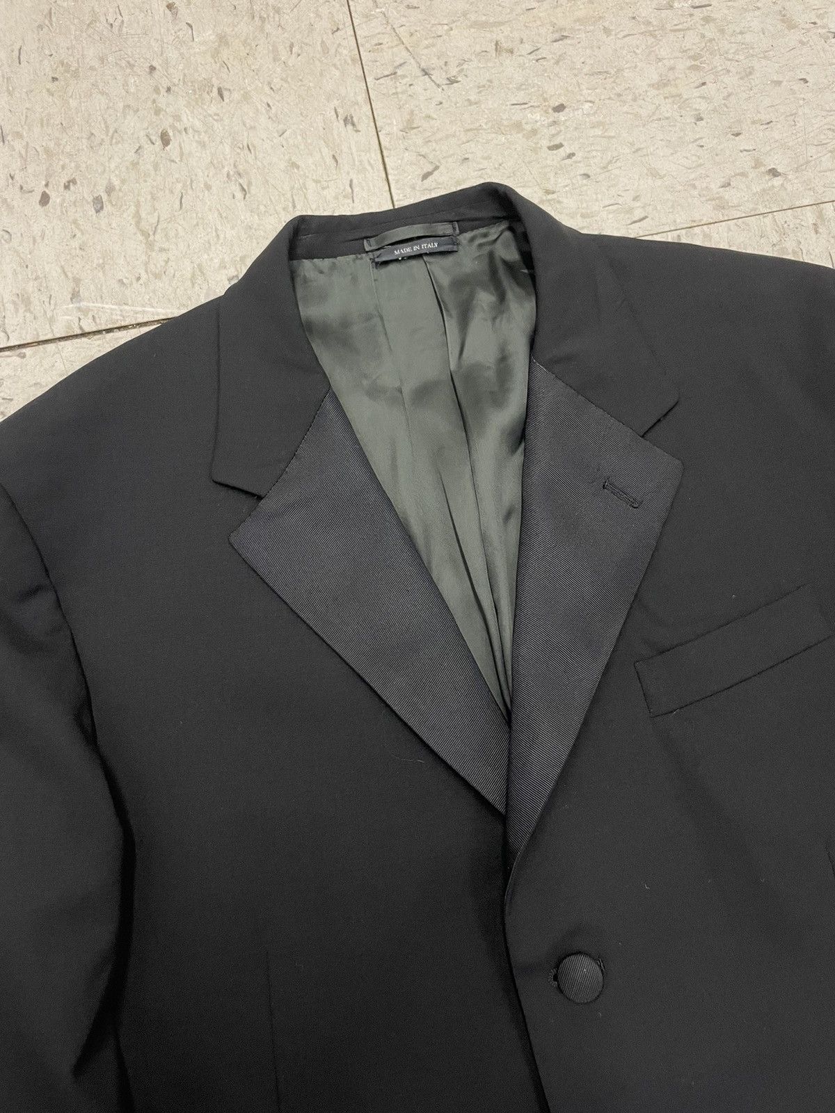 Prada Tuxedo Jacket 3 Button Wool Silk Lapel Notch Italy Size 42L - 2 Thumbnail