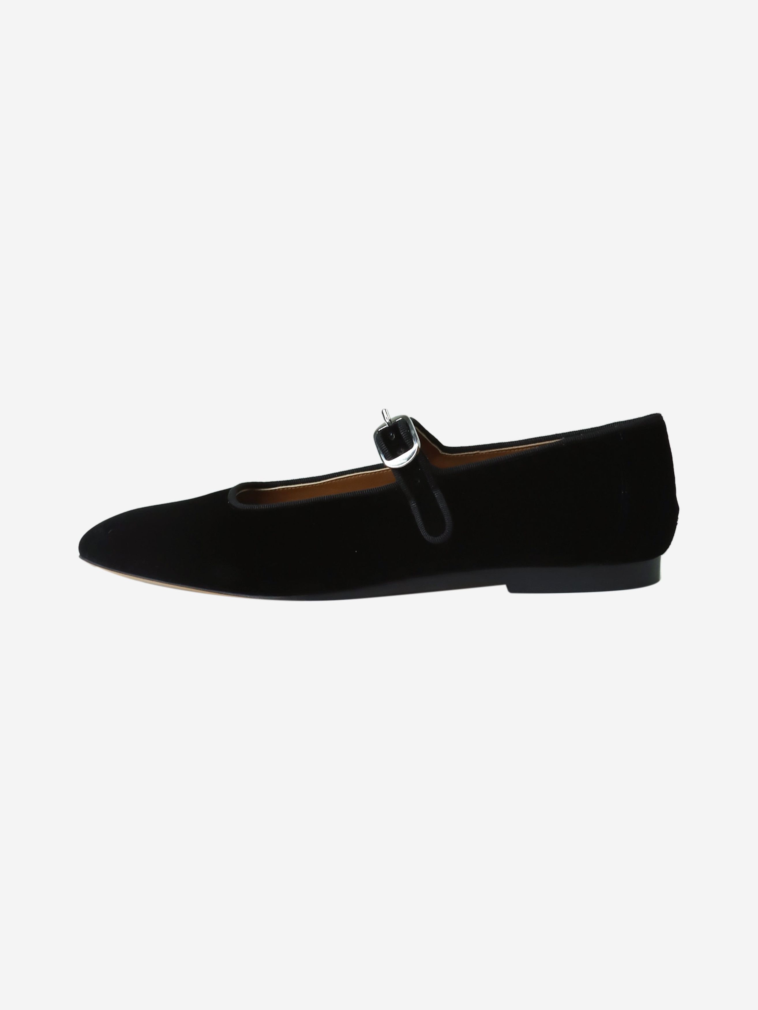 image of Le Monde Beryl Black Velvet Mary Jane Ballet Flats - Size Eu 41, Women's