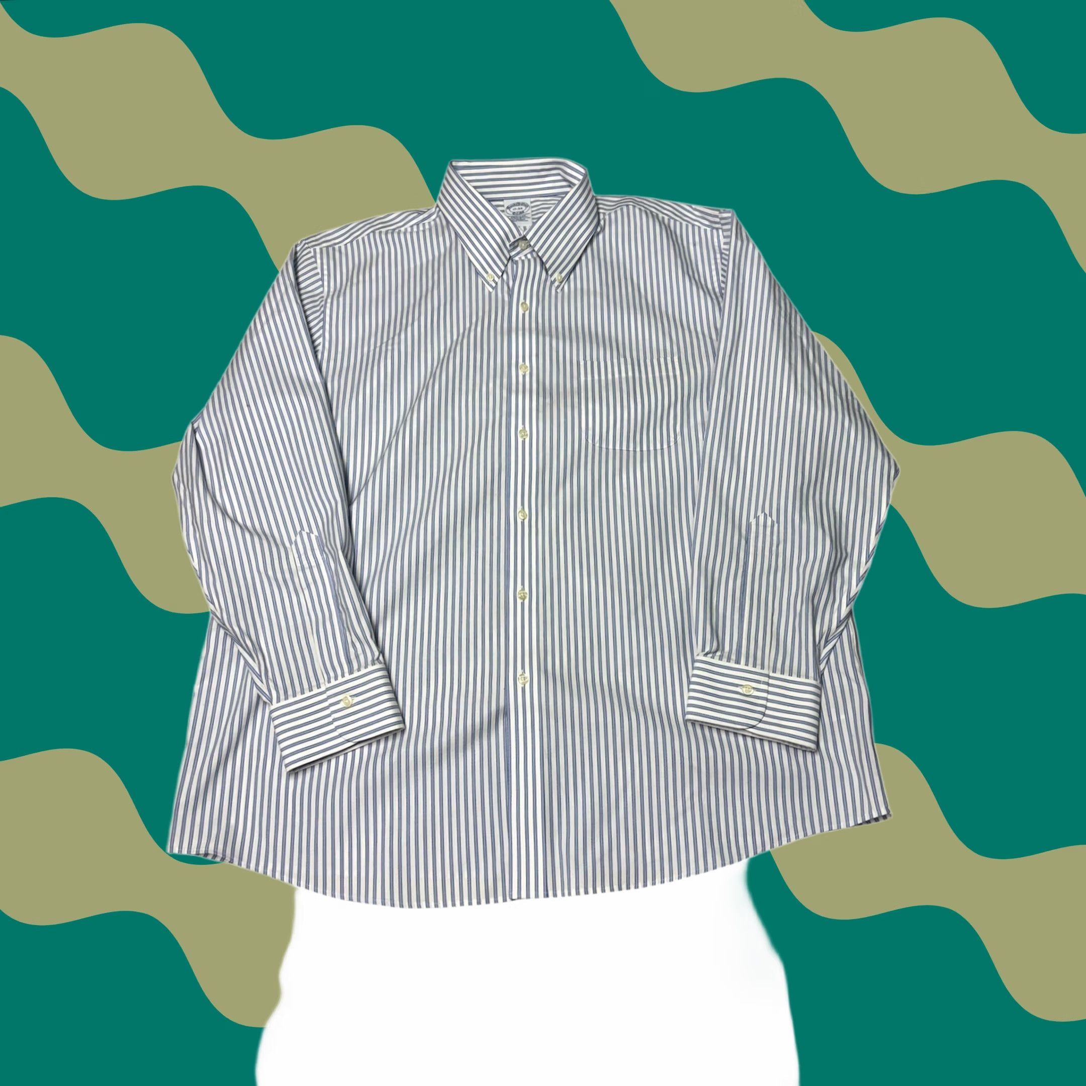 Brooks Brothers Brooks Brothers Mens Dress Shirt Striped Blue Regular Fit Non-Iron Supima Cotton Shirt 17-34 Button-Down Pocket Womens? Size US XL / EU 56 / 4 - 1 Thumbnail
