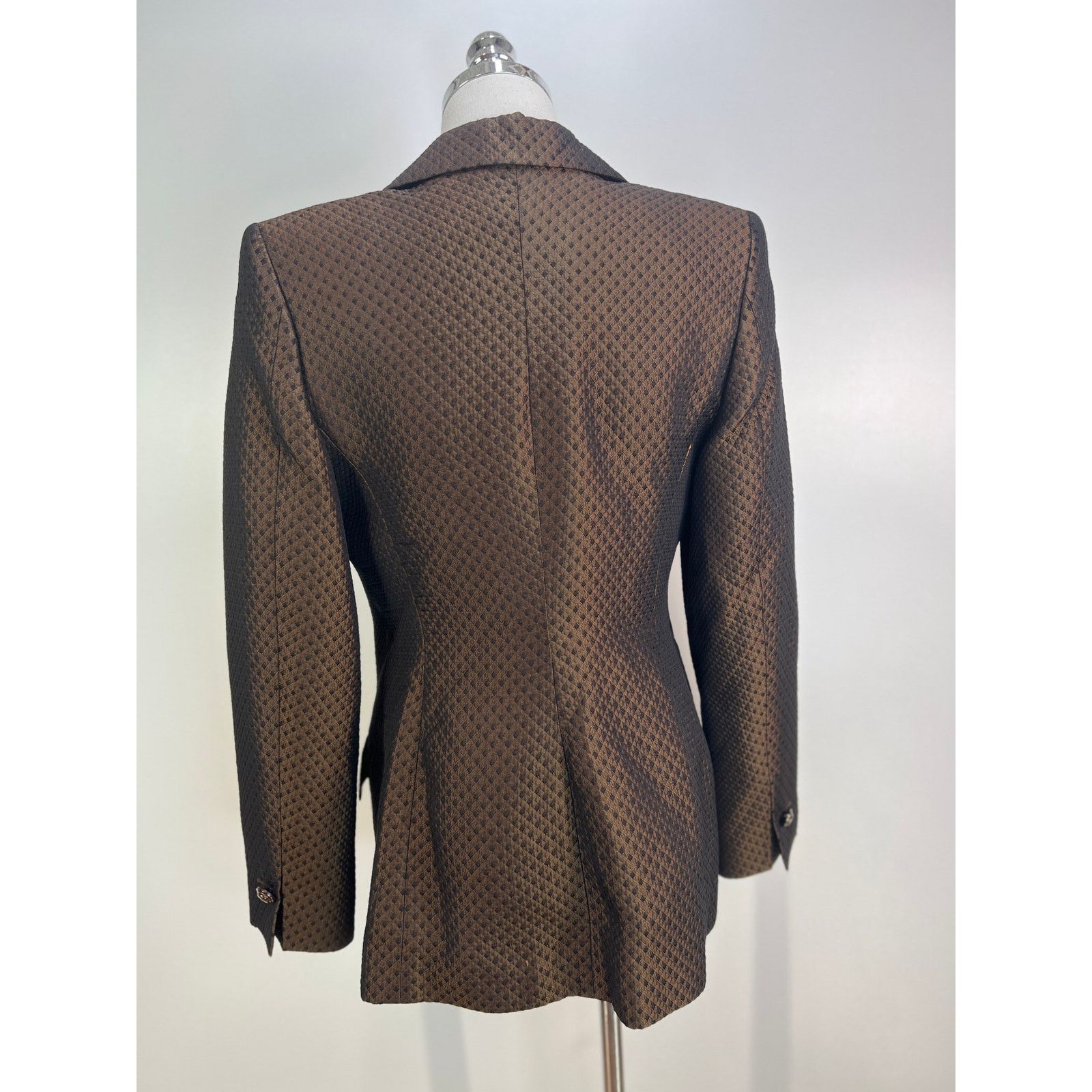 Escada Escada Silk & Wool Blazer Brown Diamond Quilt Size S / US 4 / IT 40 - 12 Thumbnail