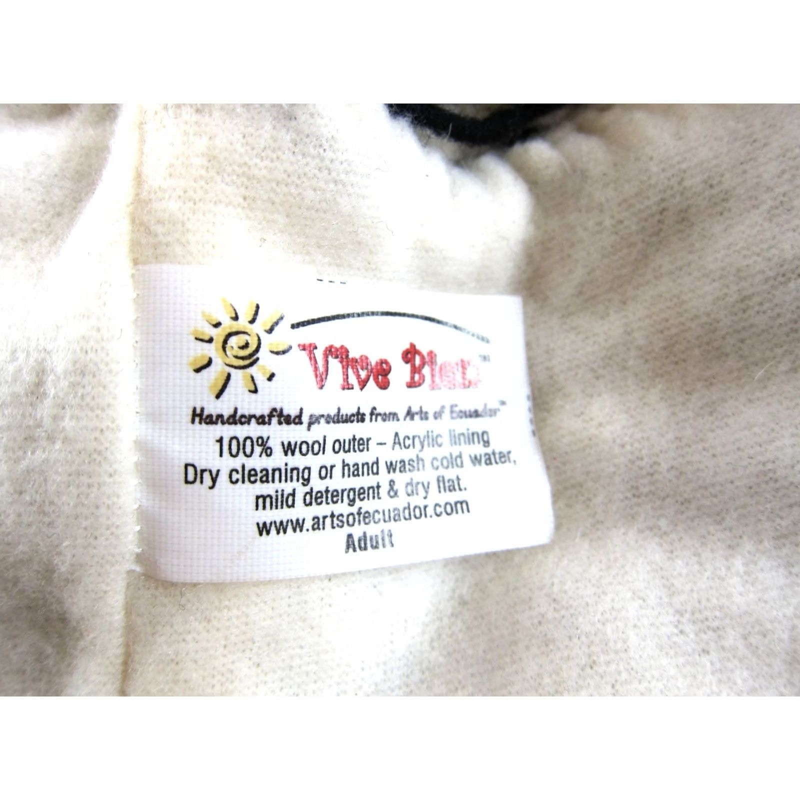 Vintage Vive Bien Ecuador 100% Wool Ivory Owl Beanie Hat Adult OS Earflap Lined Fleece Wool Owl Trapper Style Hat Womens Size ONE SIZE - 3 Thumbnail