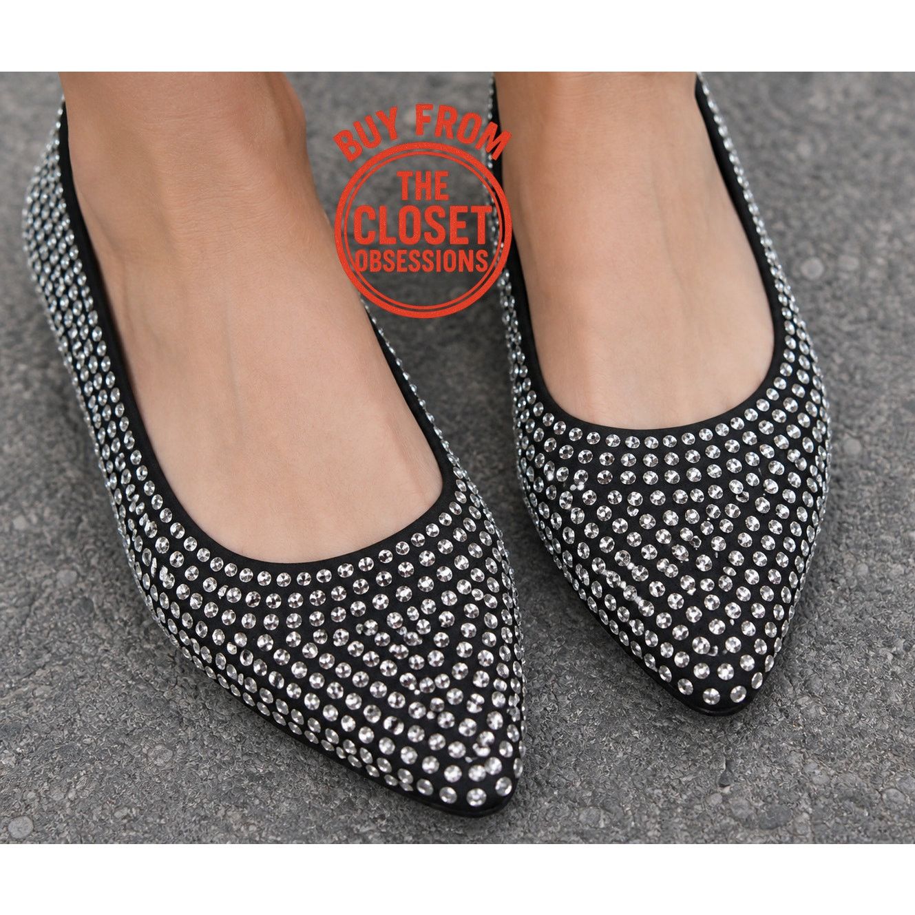 Zara Zara Rhinestone Pointed Toe Flats Sparkle Ballet Flats Size US 8 / IT 38 - 1 Thumbnail