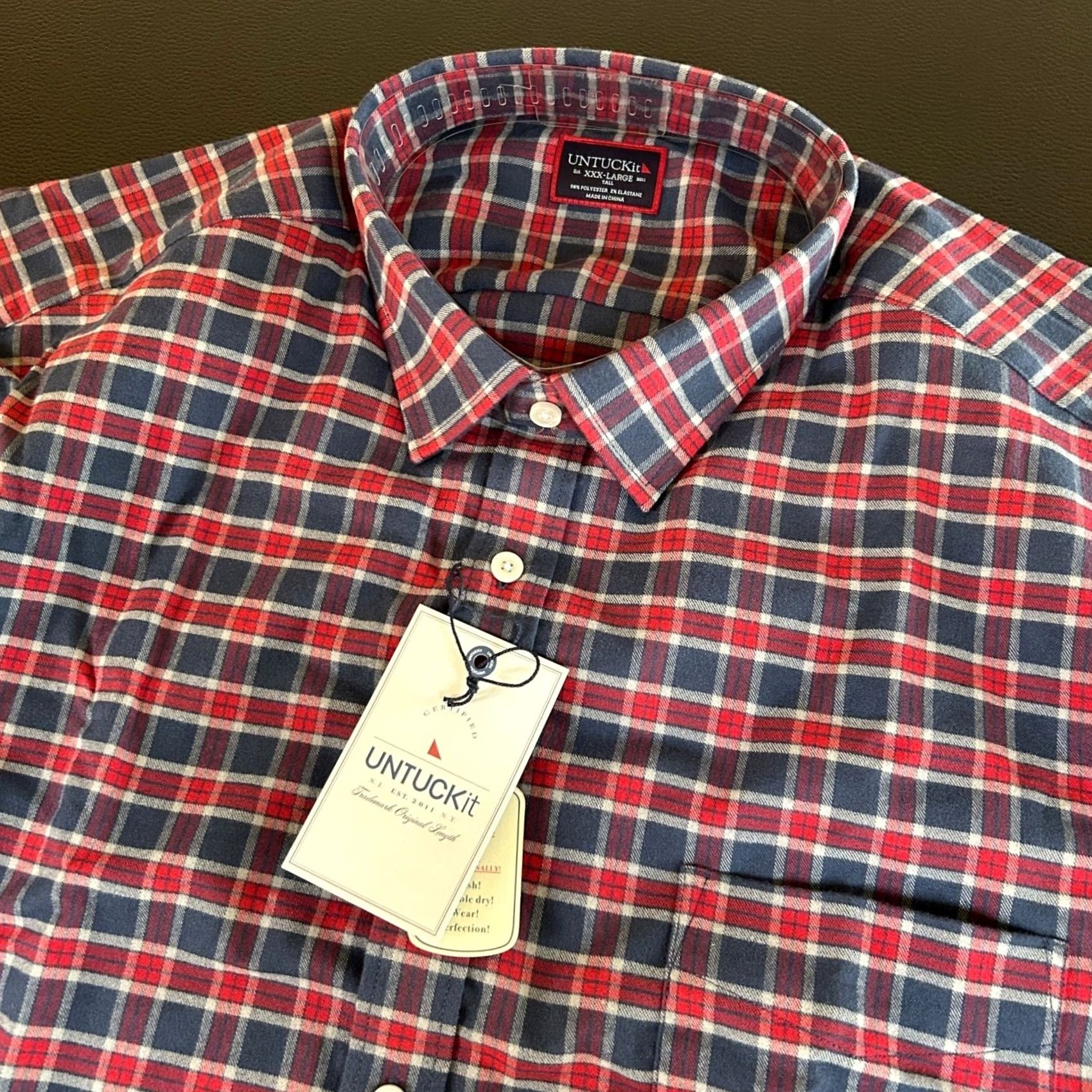 UNTUCKit UNTUCKit Flannel Shirt Plaid Long Sleeve Button Up Mens XXXXL Tall Red NWT Shirt Size US XXL / EU 58 / 5 - 3 Thumbnail