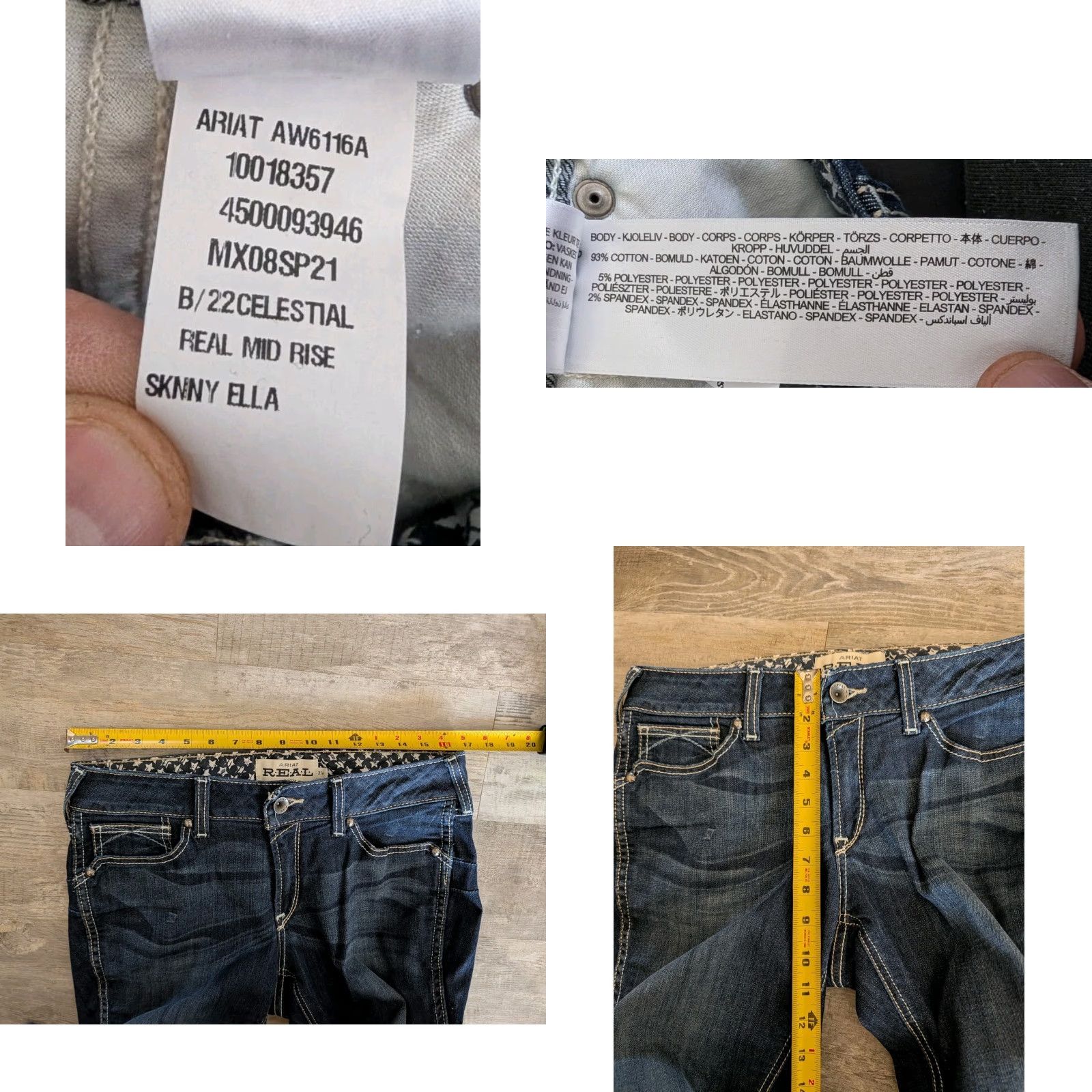 Ariat Ariat Real Ella Jeans Women 31 Blue Skinny Mid Rise Stretch Western Dark Denim Pants Size 24" / US 00 / IT 34 - 8 Thumbnail
