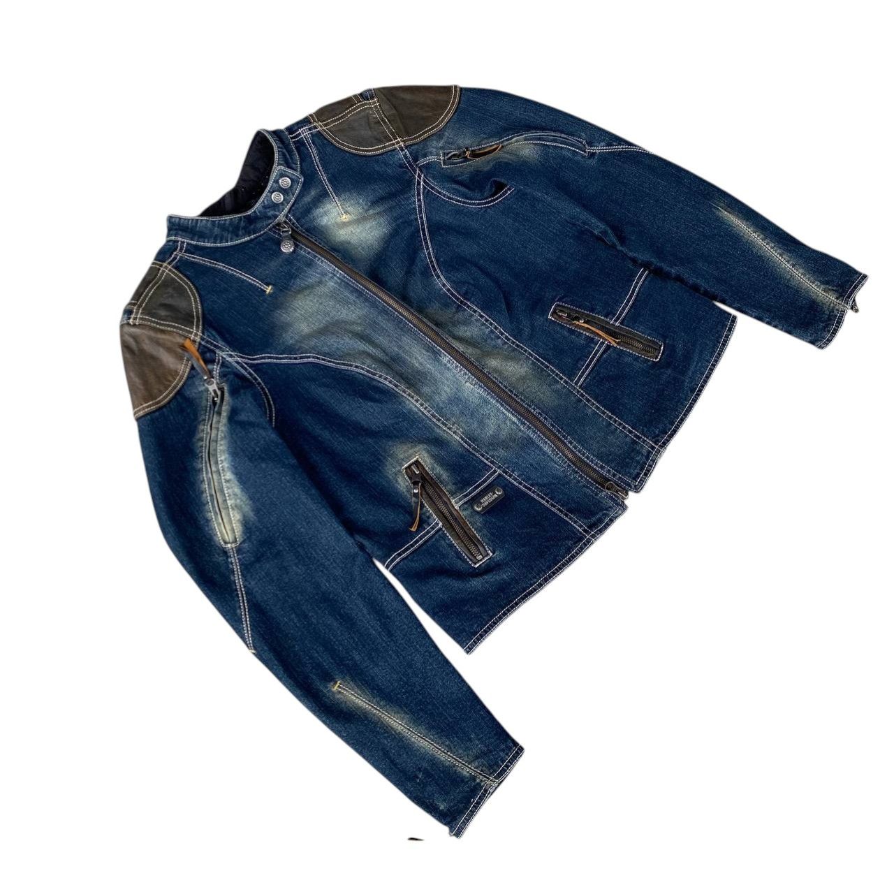 Harley Davidson Y2K Harley-Davidson Women Biker Jacket Denim Leather Studded Size L / US 10 / IT 46 - 4 Thumbnail