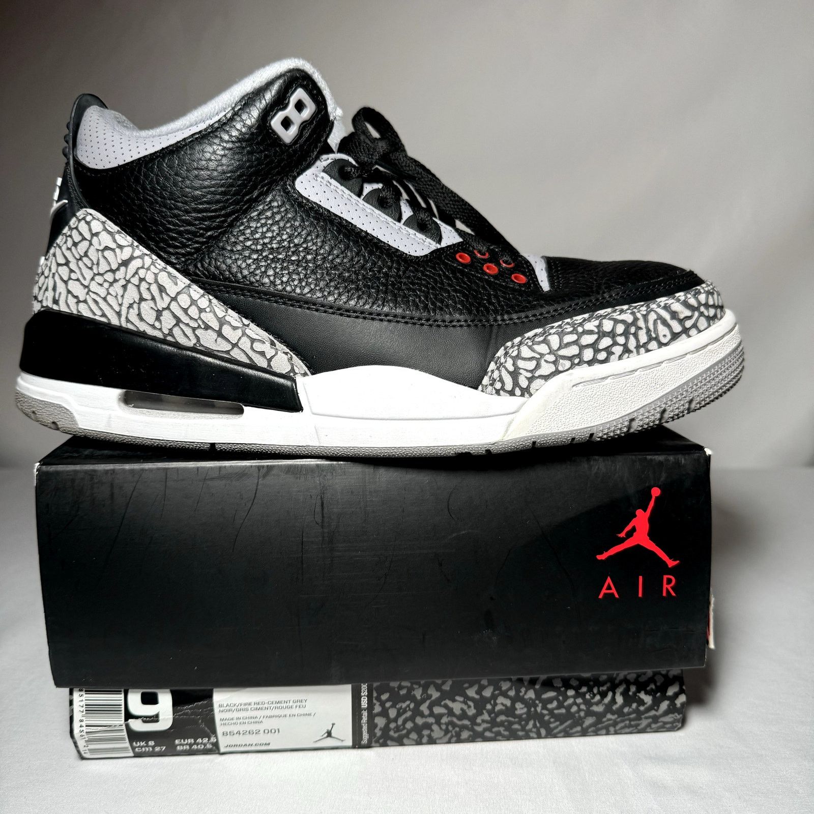 Jordan Brand × Nike Size 9 - Nike Air Jordan 3 Retro OG Black Cement Men's Shoes Size US 9 / EU 42 - 1 Thumbnail
