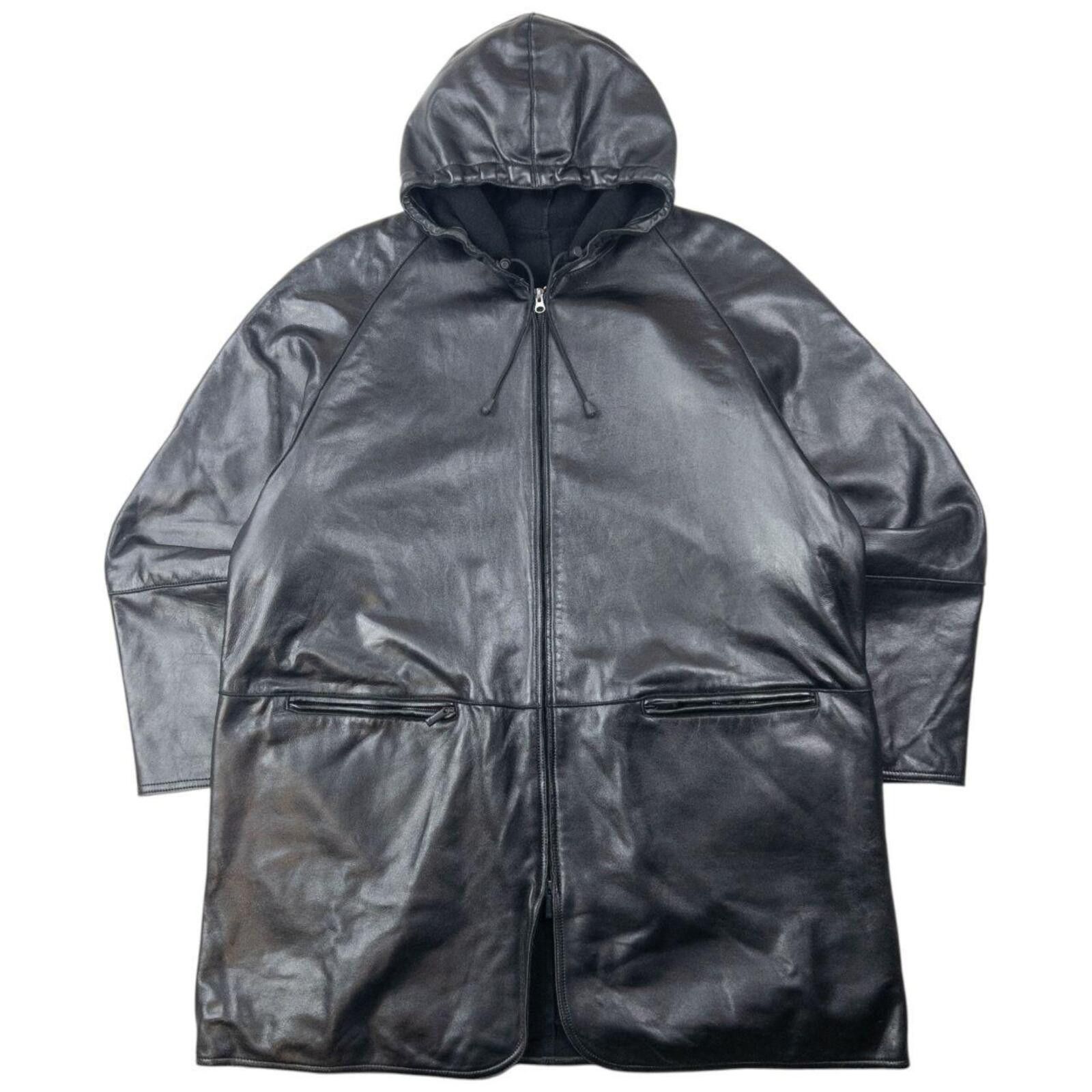 Vintage 80s Emporio Armani Zip Up Leather Jacket Size XL