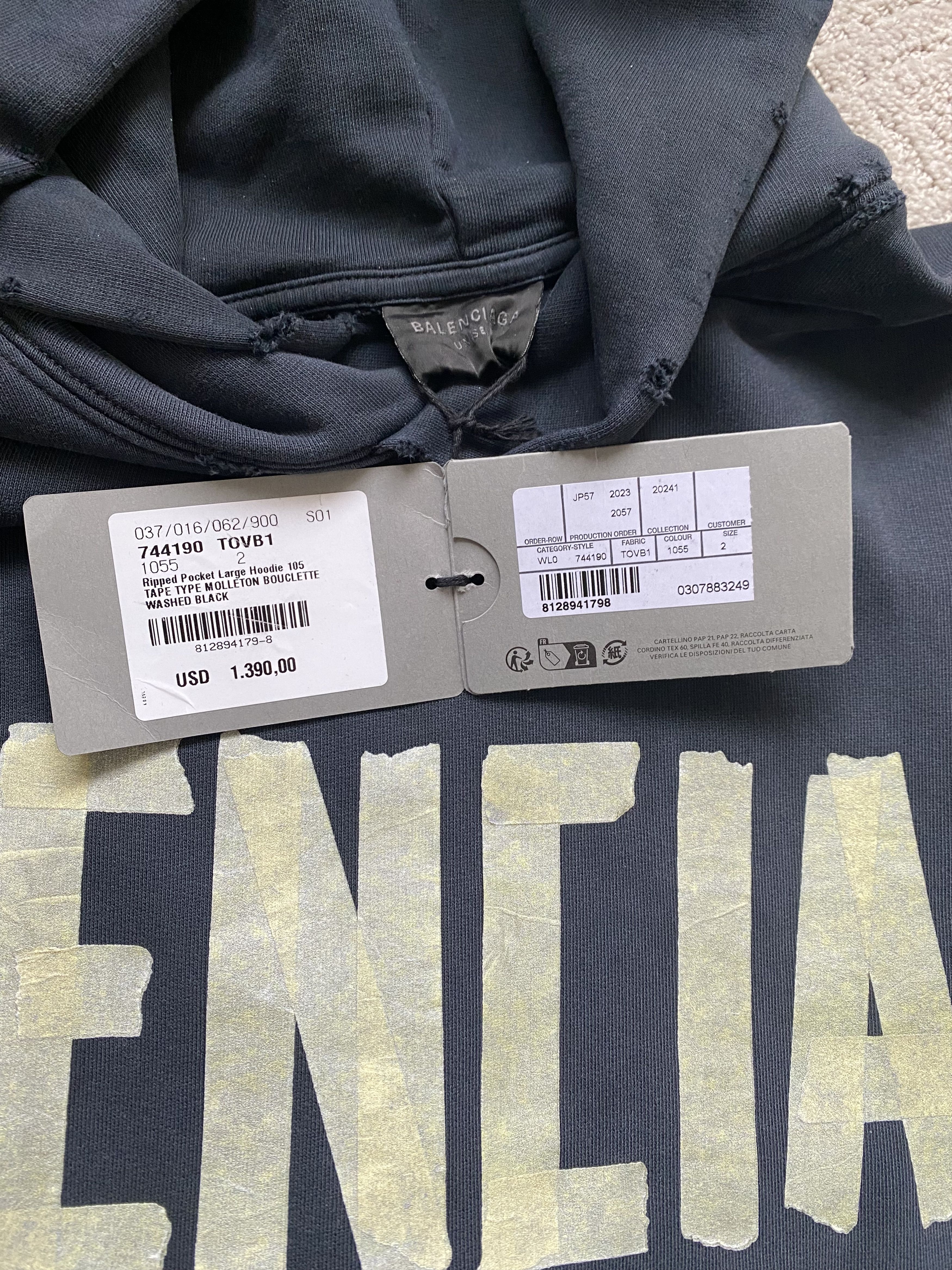 Balenciaga Balenciaga tape hoodie Size US M / EU 48-50 / 2 - 3 Thumbnail