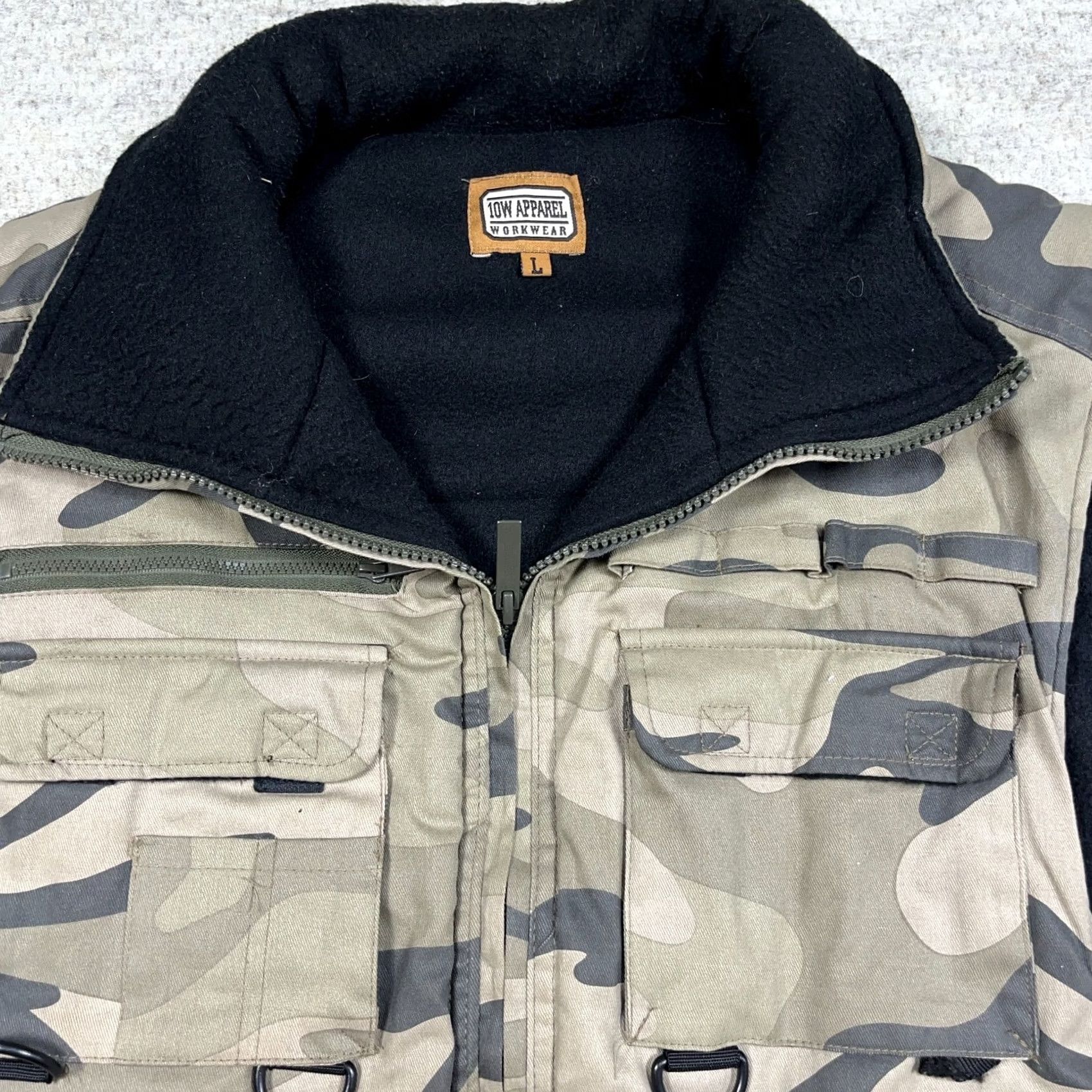 Vintage 10W Apparel Camo Work Vest Men Large Duck Canvas Fleece Lined Work Wear Pockets Hunting Brown 90s Outdoor Size US L / EU 52-54 / 3 - 2 Thumbnail
