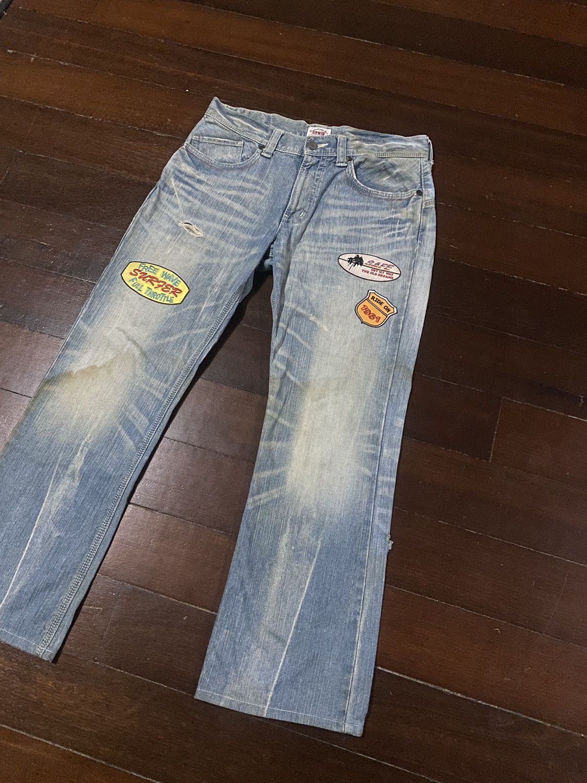 Edwin FIRE 🔥 EDWIN EXCLUSIVE VINTAGE FLARE JEANS RUSTY DISTRESSED Size US 36 / EU 52 - 3 Thumbnail