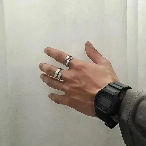 Jewelry x Ring Gold Plated Retro Punk Rings in Silver, Men's
