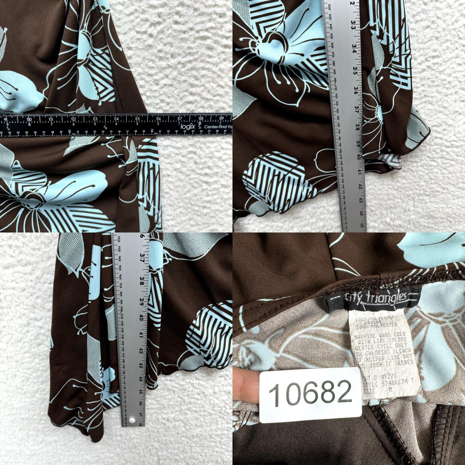 Vintage VINTAGE 90s Y2K Fairy Grunge Halter Dress S/M City Triangles Brown Blue Floral Shirt Dresses Womens Size S / US 4 / IT 40 - 8 Thumbnail