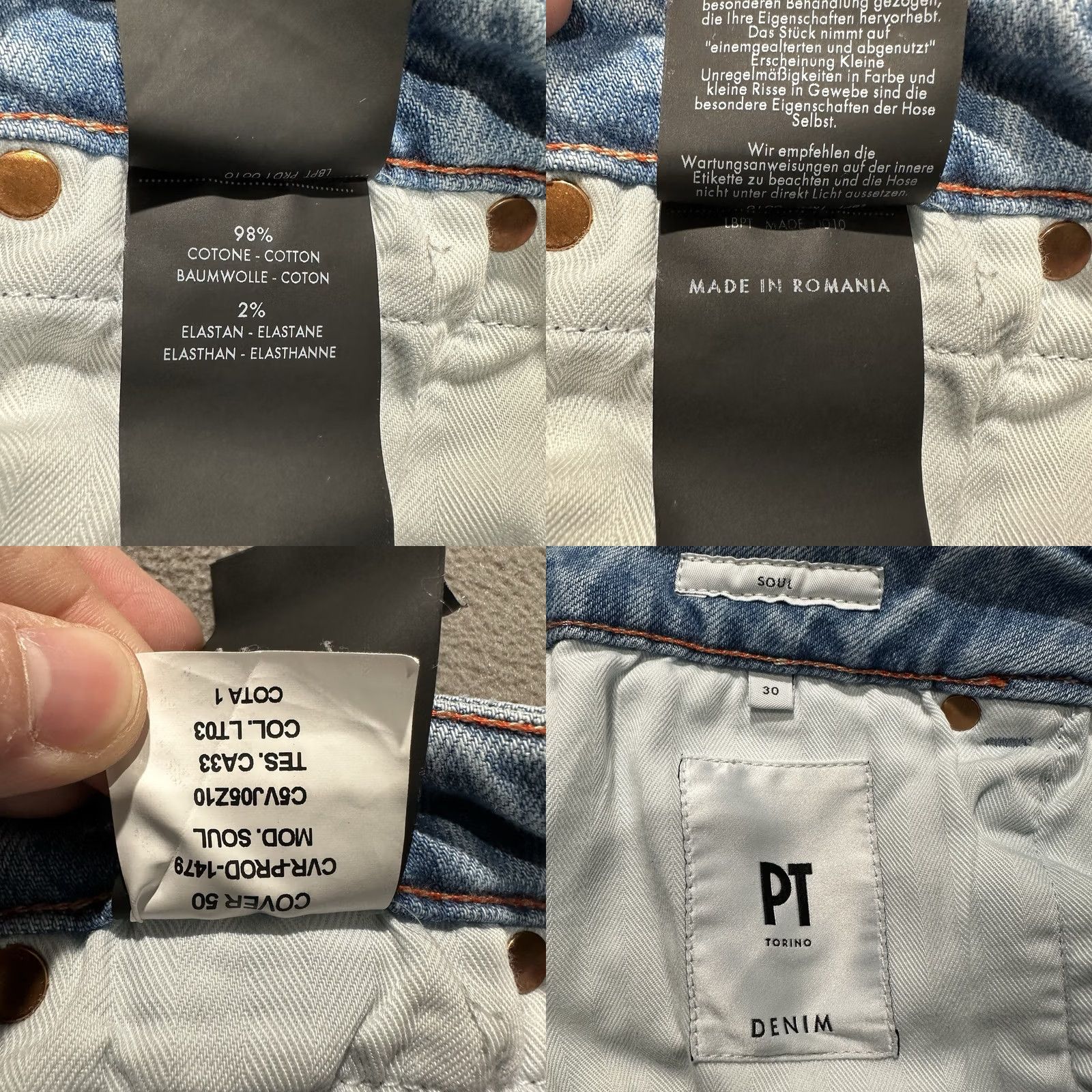 PT Torino PT Torino Jeans Mens 30 Blue Soul Denim RLZ Slim Fit Light Wash Size US 30 / EU 46 - 9 Thumbnail
