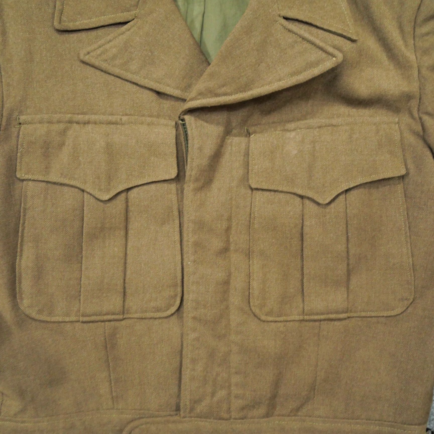 Vintage VINTAGE Franklin Clothes Jacket Mens 36 Wool Army Bomber Blue Green Brown 40s - Zip Pockets Collared Solid Army Theme 1940s Mens Jacket Size US XXS / EU 40 - 5 Thumbnail