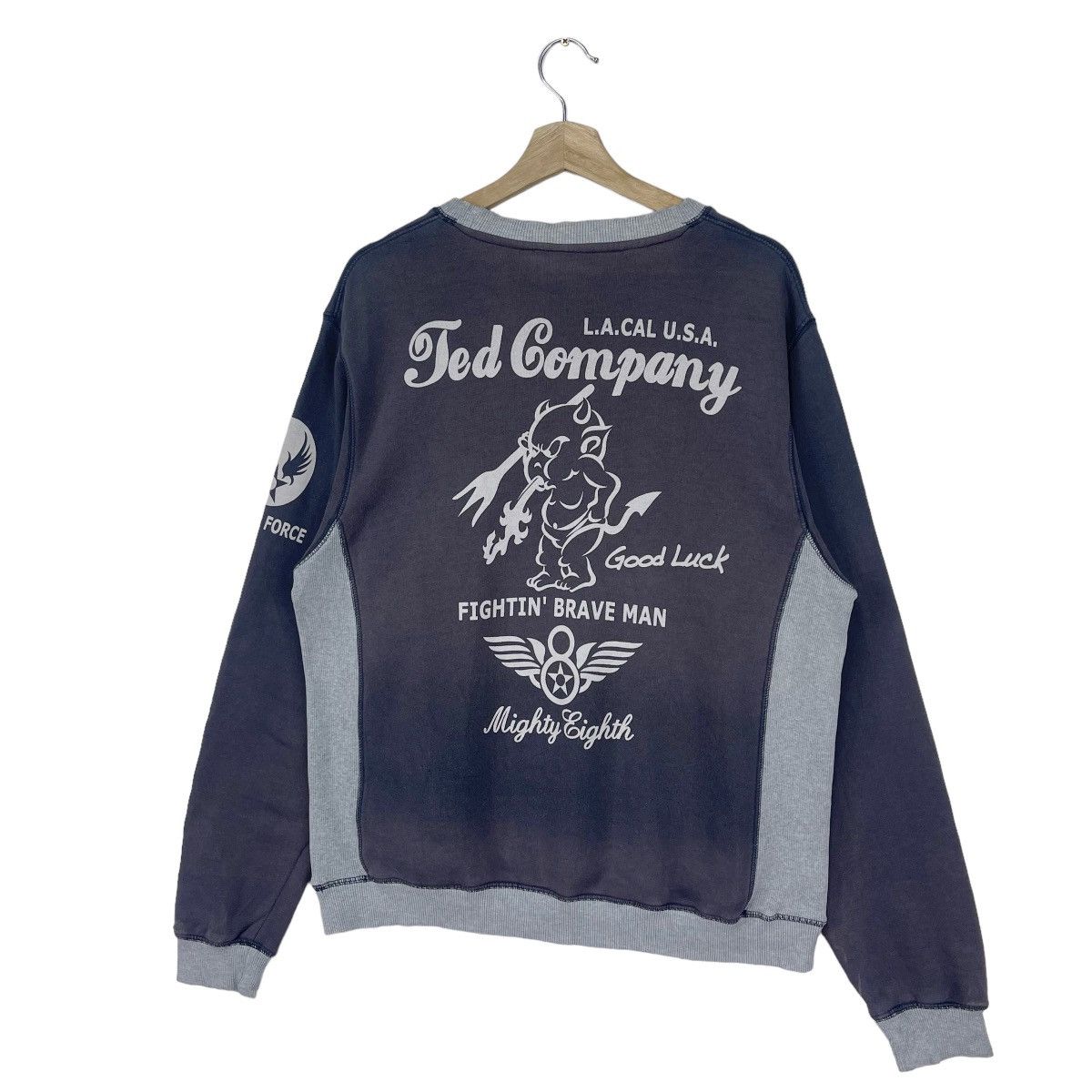 Tedman × Vintage Devil Air Force Black Faded Sweatshirt Size US M / EU 48-50 / 2 - 3 Thumbnail