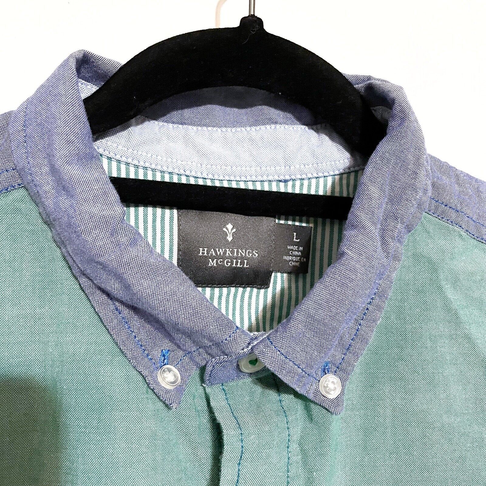 Hawkings Mcgill Hawkings McGill Button Down Shirt Blue Green Men's Large Size US L / EU 52-54 / 3 - 2 Thumbnail