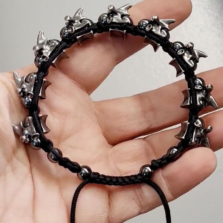 Other gothic vertebrae hematite beaded cord bracelet Size ONE SIZE - 4 Thumbnail