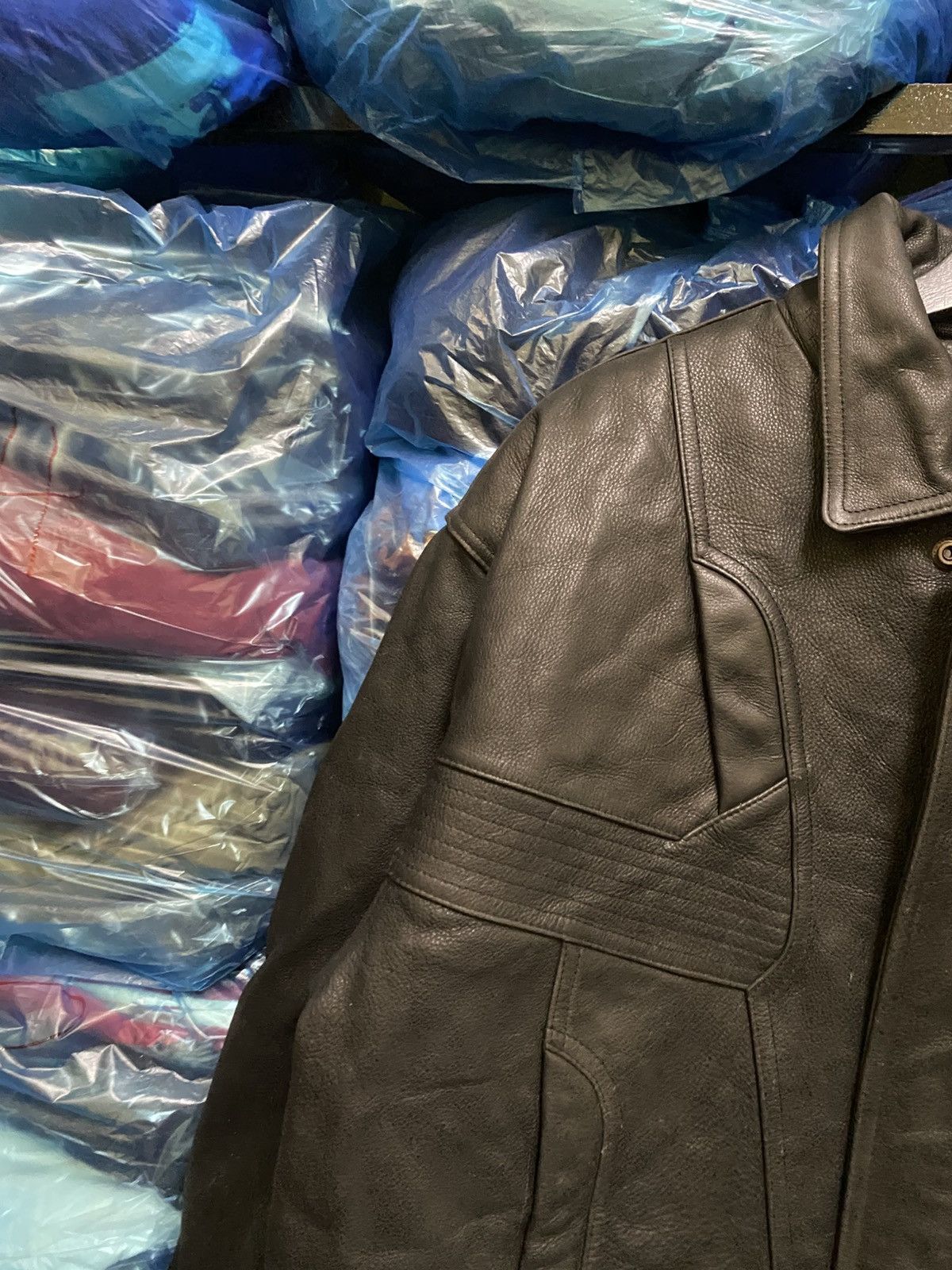 Genuine Leather BIG CHRIME VINTAGE BLACK LEATHER JACKET LONG COAT MADE JAPAN Size US L / EU 52-54 / 3 - 9 Thumbnail