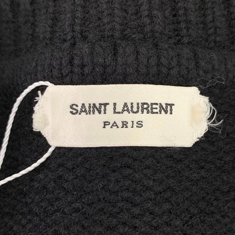 Saint Laurent Paris Saint Laurent Black logo sequined cashmere V-neck knit card Size S / US 4 / IT 40 - 5 Thumbnail