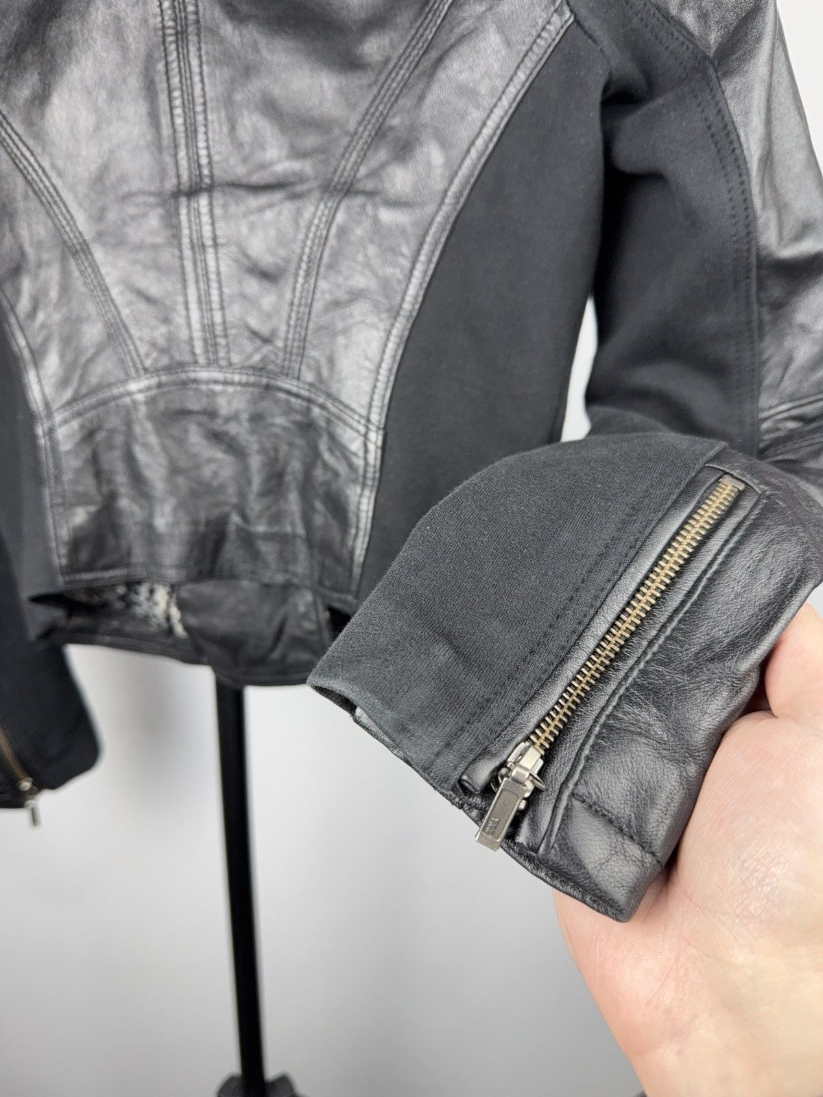 Genuine Leather Vintage Punk Rock Avant Garde Gothic Bomber Leather Jacket Size S / US 4 / IT 40 - 19 Thumbnail