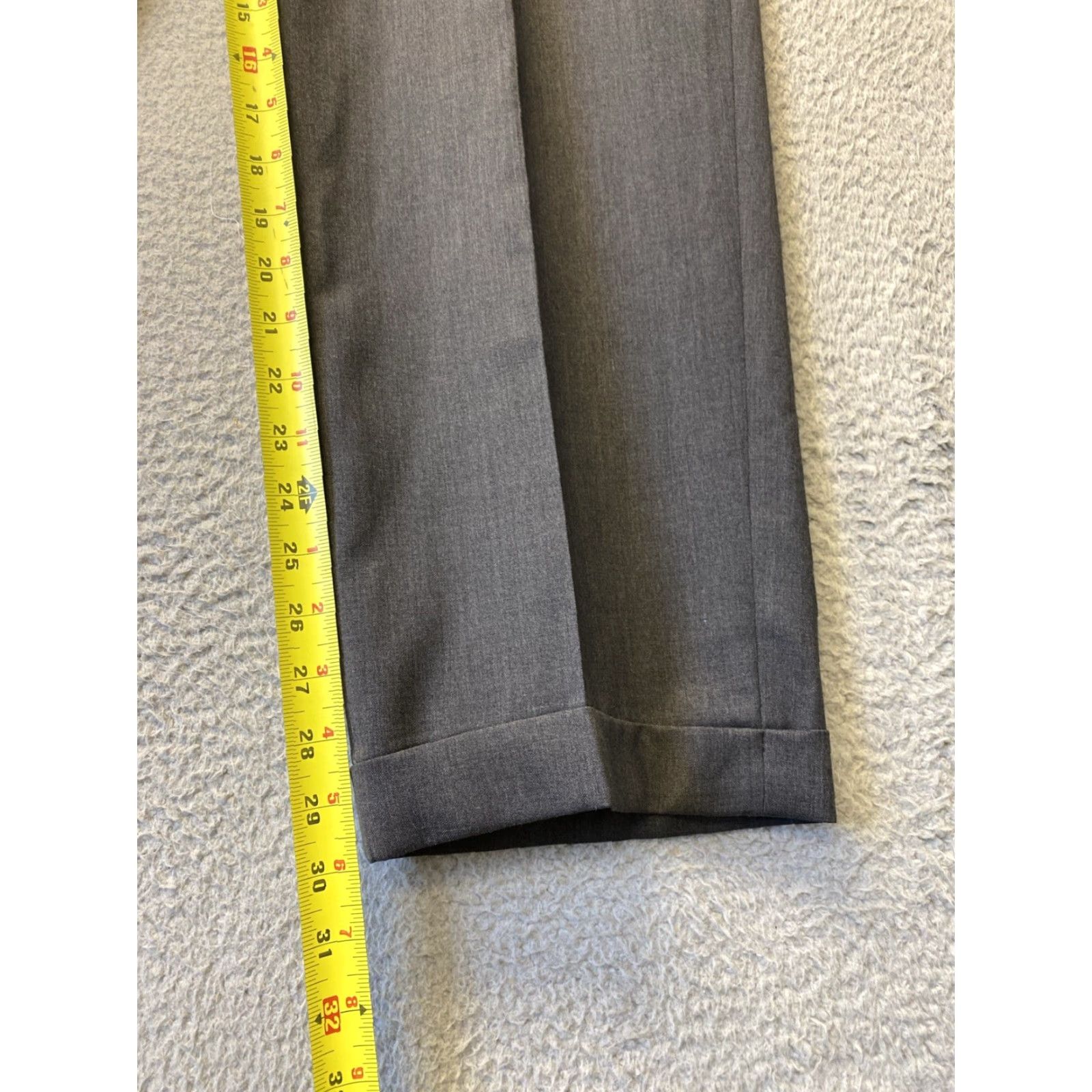 Zanella Dress Pants Mens 42 Solid Gray Wool Pleated Front Zip 100% Wool Made in Italy