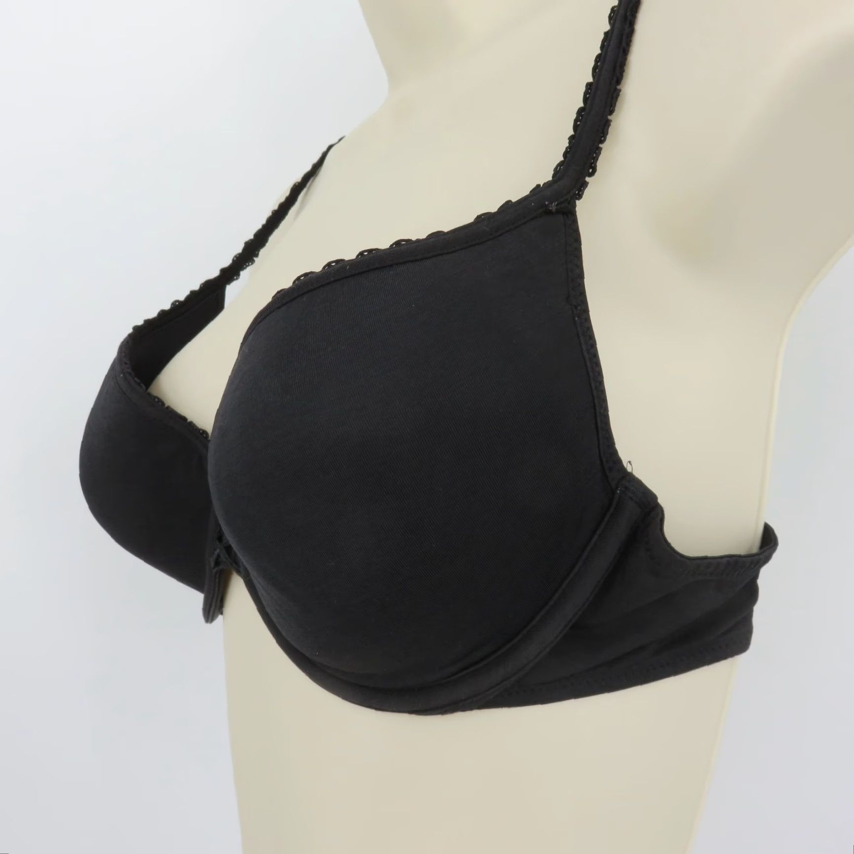 Vintage Lily of France Bra 36C Underwire Lined Black Scallop Lace Trim Women T-Shirt Cup C Brand Lily of France Size ONE SIZE - 5 Thumbnail
