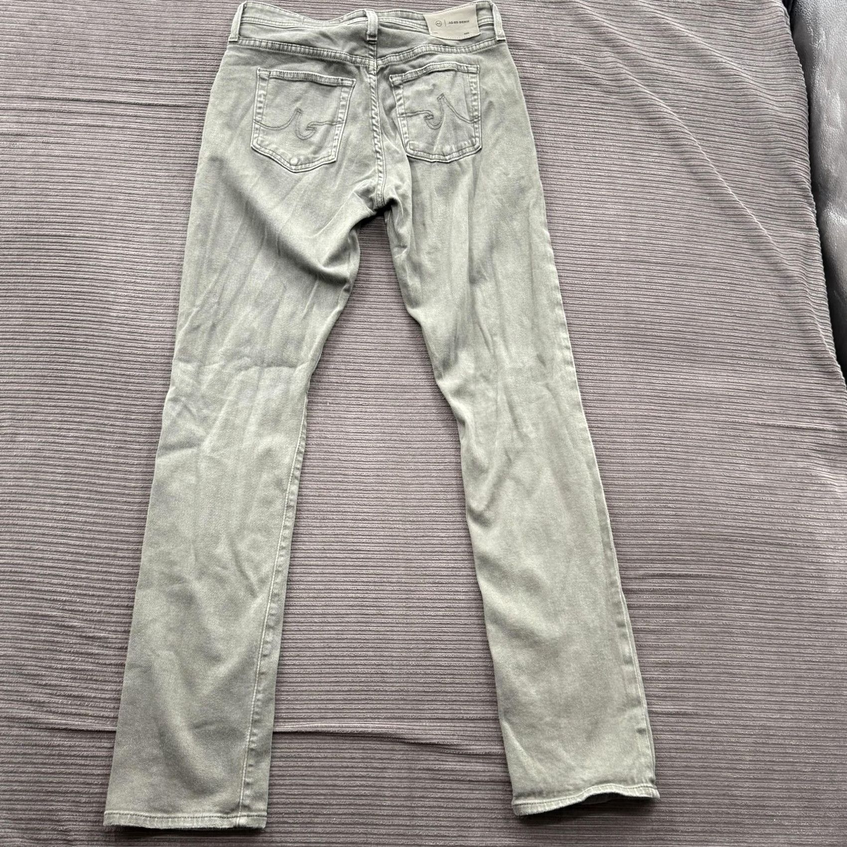 Denime AG Everett Jeans Mens 29x33 Green Slim Straight Stretch AG-ED Denim Pants Size US 29 - 2 Thumbnail