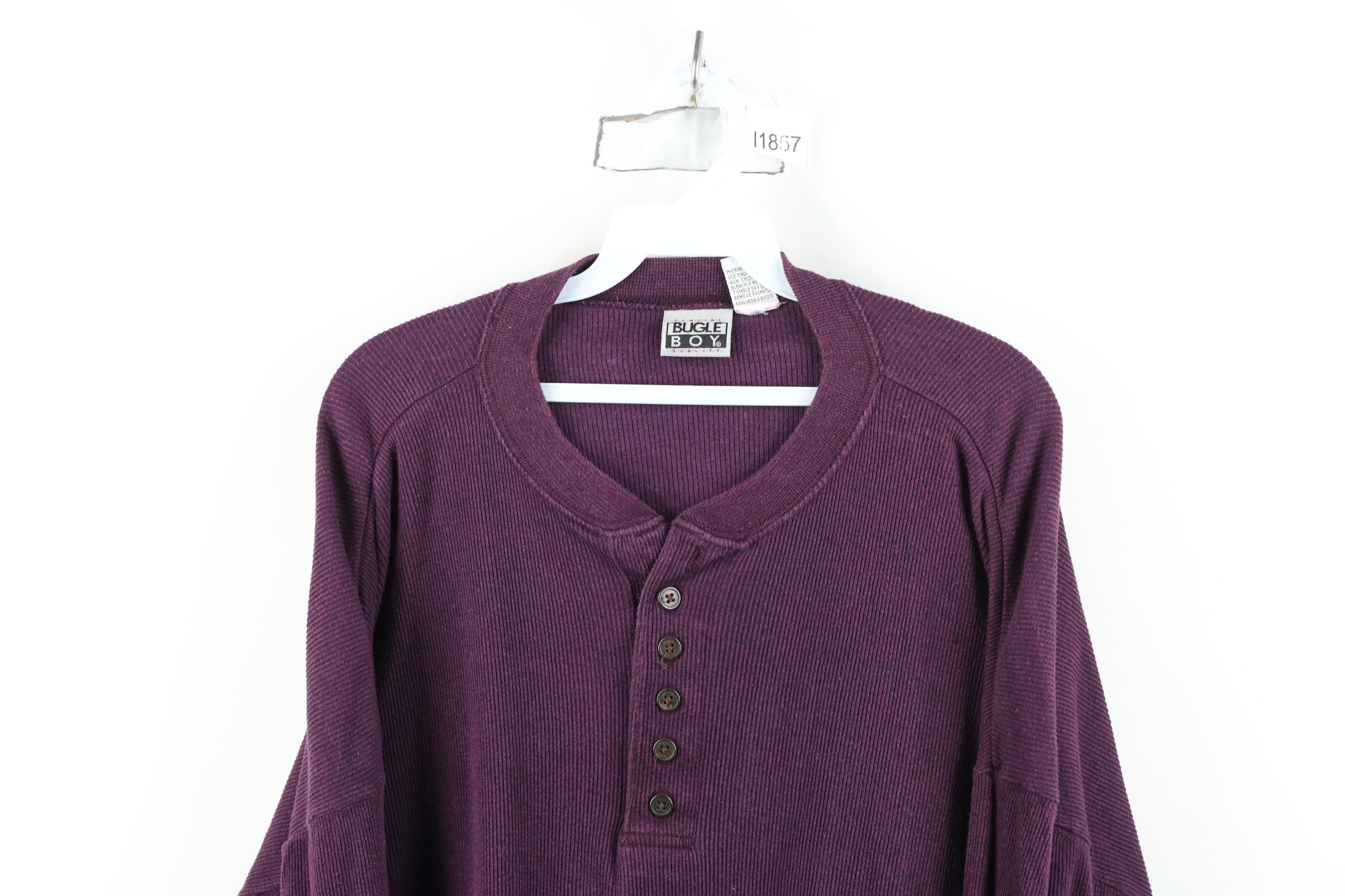 Vintage Vintage 90s Streetwear Thermal Ribbed Knit Henley T-Shirt Size US L / EU 52-54 / 3 - 2 Thumbnail