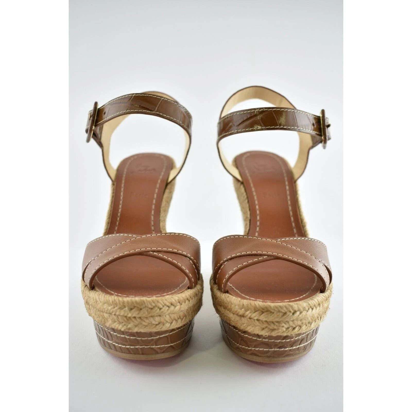 Christian Louboutin Almerio 120 Croc Brown Platform Wedge Sandal Heel Pump 41 Size US 11 / IT 41 - 6 Thumbnail
