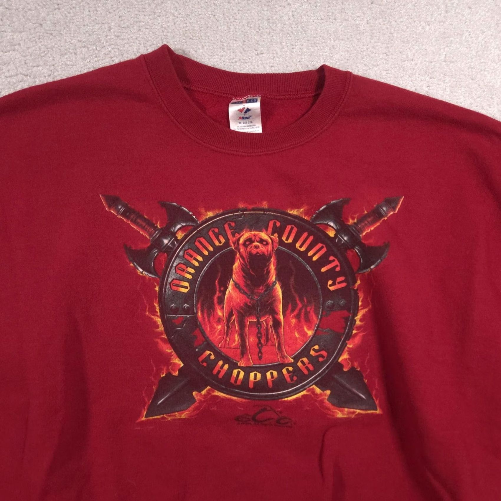Jerzees Orange County Choppers Jerzees Sweatshirt Mens 2XL Red Dog Motorcycle Biker Graphic Print Pullover Crewneck Fleece Cotton Polyester Size US XXL / EU 58 / 5 - 4 Thumbnail