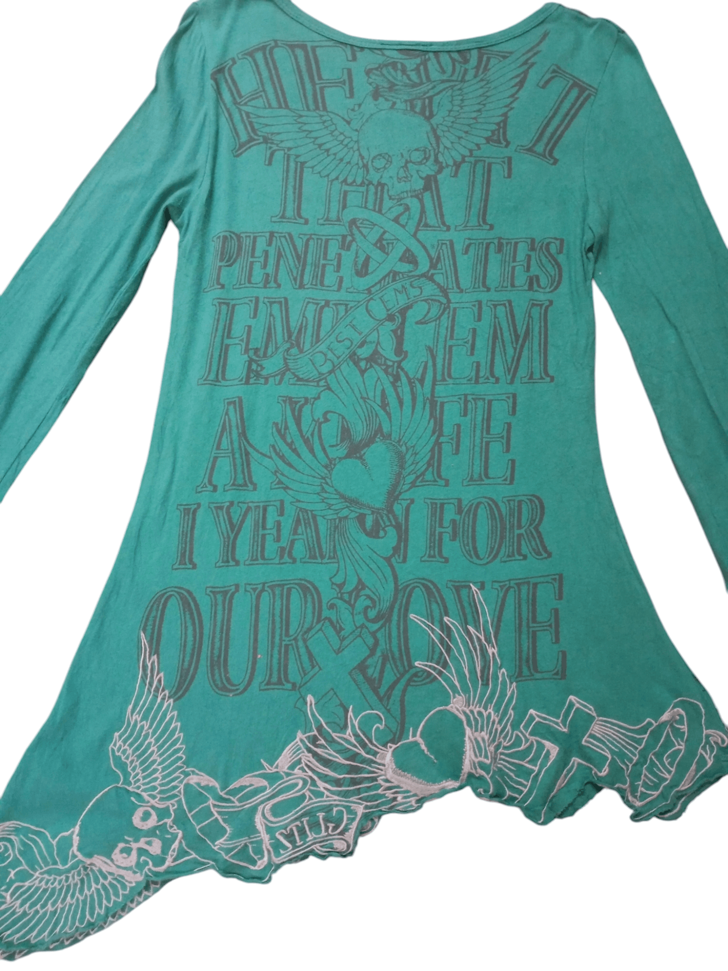 If Six Was Nine Rare GLITZ Punk Style Cross Skull Long Sleeve Tshirt Size M / US 6-8 / IT 42-44 - 5 Thumbnail
