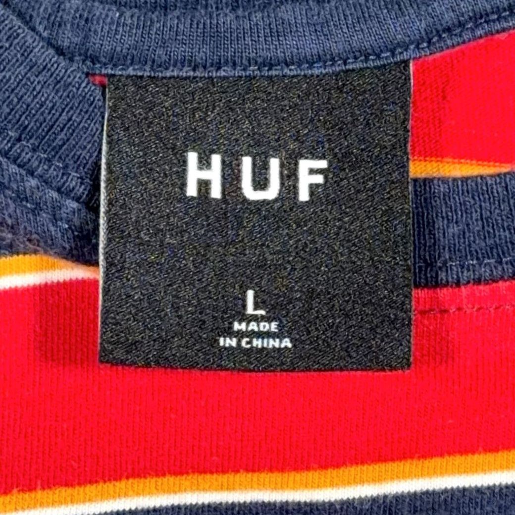Huf HUF Shirt Adult LARGE Red Blue Yellow Striped Logo LS Y2K Skater Streetwear Front Chest Embroidered Size US L / EU 52-54 / 3 - 3 Thumbnail