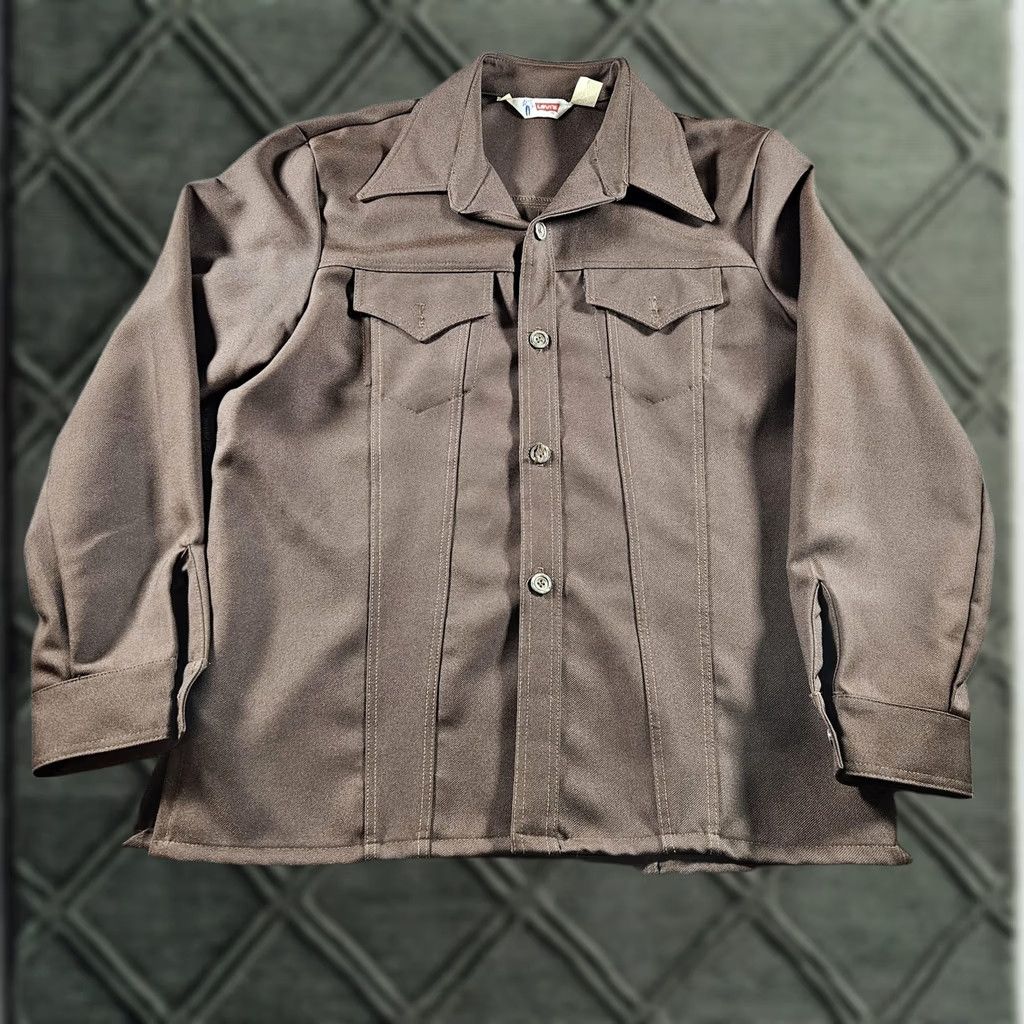 Levi's VINTAGE Levi's Shirt Mens XL Brown Western Textured Polyester Button Up 70s Size US XL / EU 56 / 4 - 1 Thumbnail