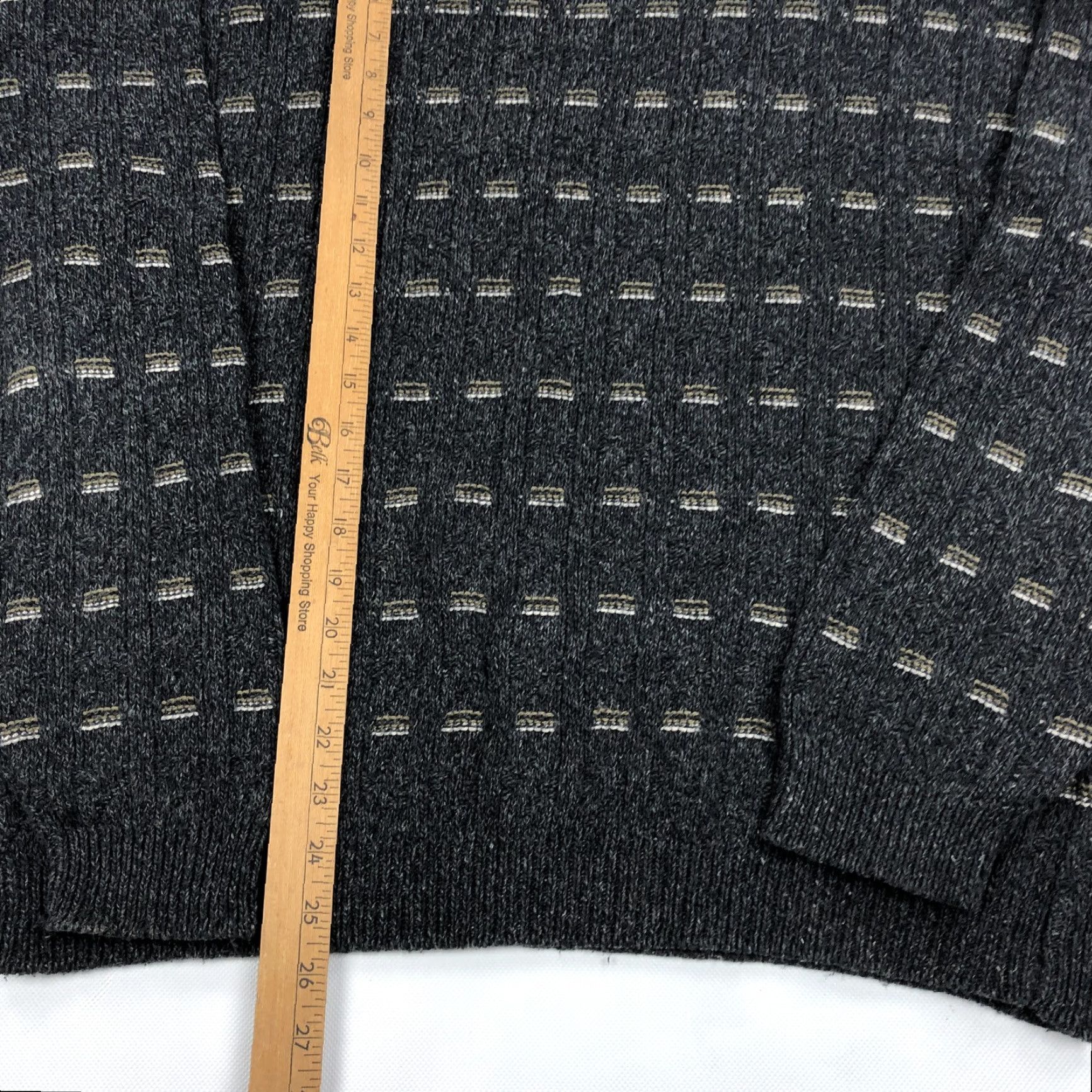 Vintage TRADER BAY Men's M Gray Patterned Knit Crew Neck Sweater Pullover USA Vtg Size US M / EU 48-50 / 2 - 5 Thumbnail