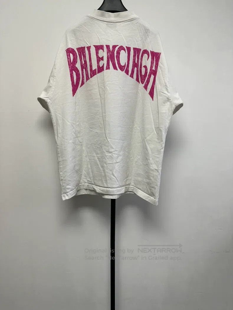 Balenciaga Balenciaga Hand-Drawn Letter Beach Pattern Printed T-Shirt Size US M / EU 48-50 / 2 - 2 Thumbnail