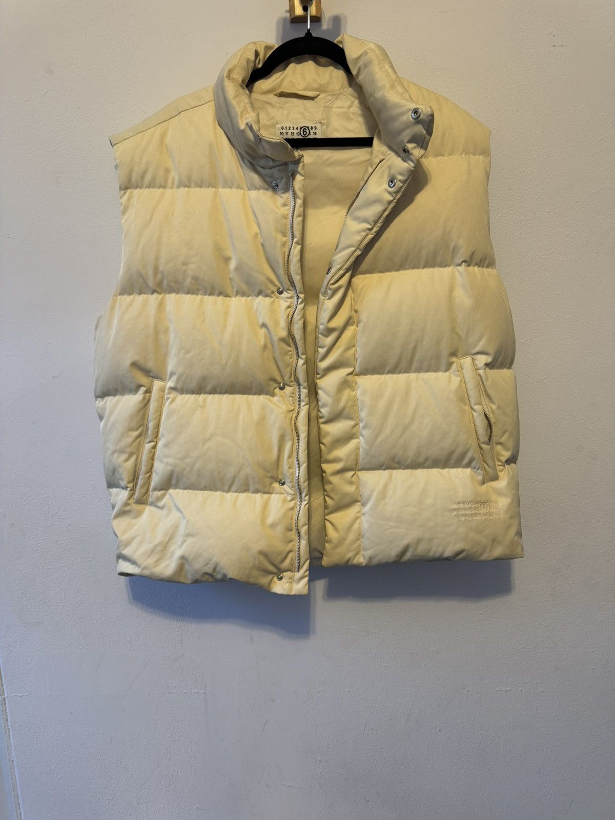 Mm6 cream puffer vest