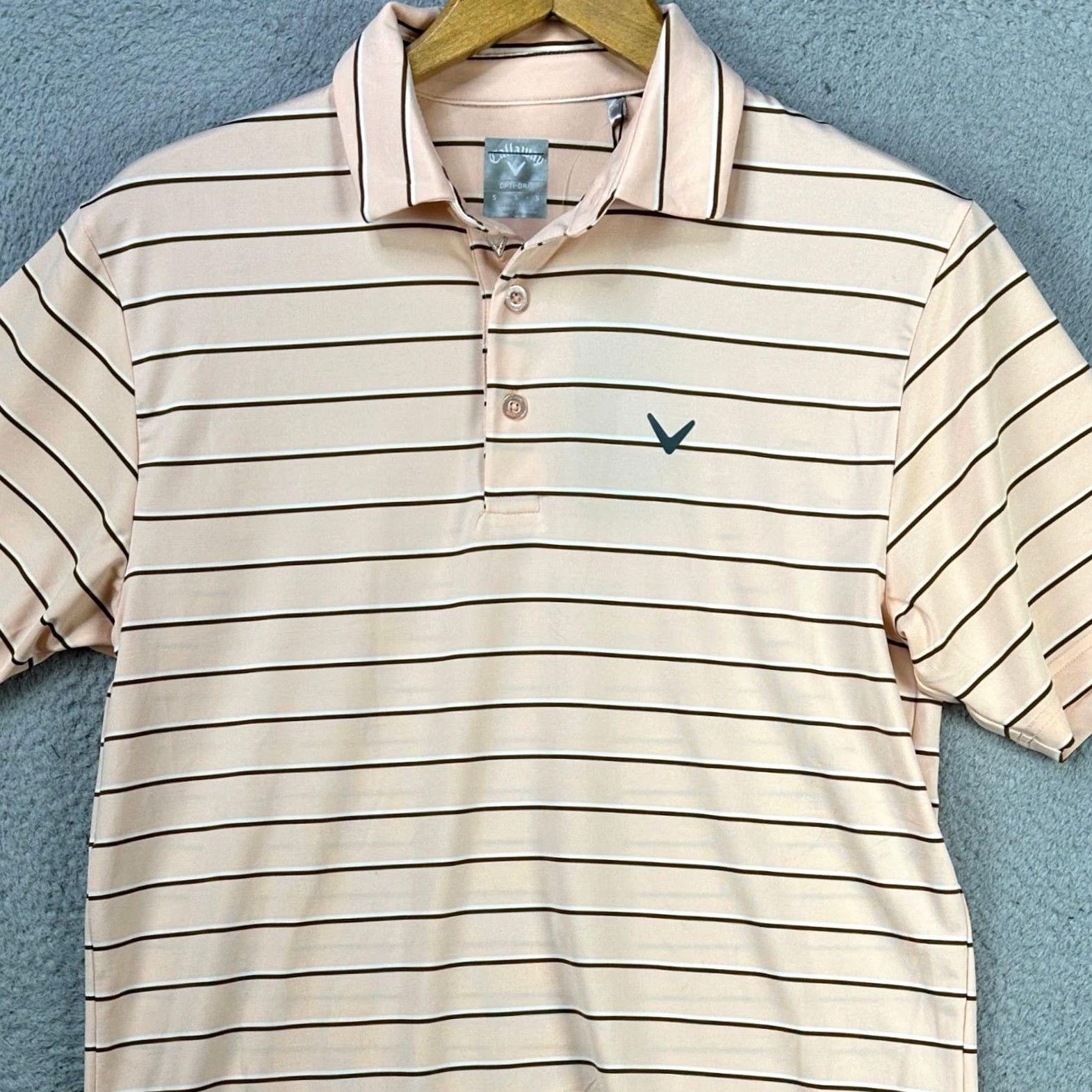 Callaway Callaway Polo Golf Shirt Striped Opti Dri Short Sleeve Mens Small Pink Brown Rugby NEW Size US S / EU 44-46 / 1 - 2 Thumbnail