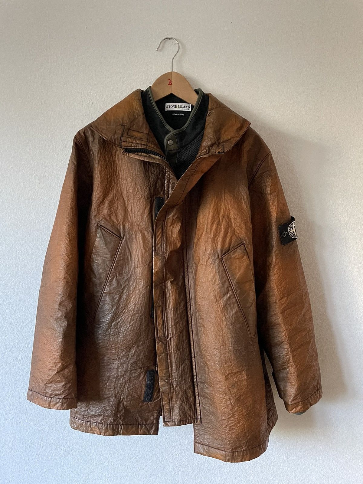 image of Stone Island Iconic Kevlar Jacket in Brown, Men's (Size Medium)