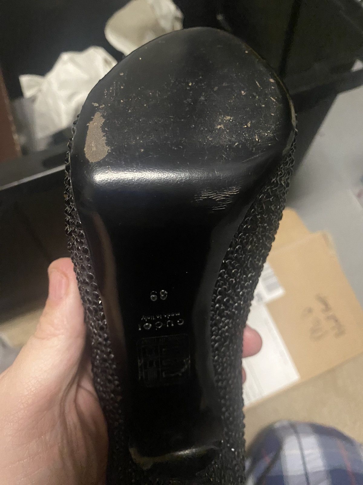 Gucci GUCCI Size 9 Black Crystal ETOILE SOFIA Open Toe Heels Pumps Size US 9 / IT 39 - 17 Thumbnail