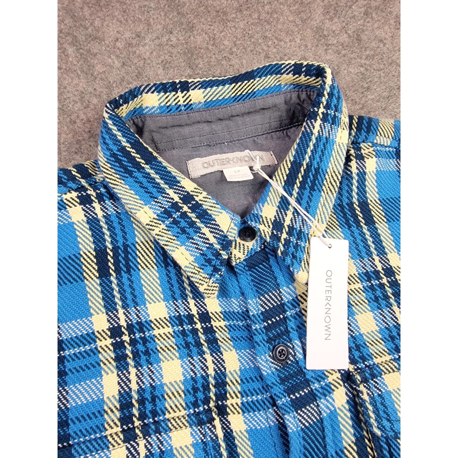 Outerknown Outerknown Shirt Mens Small Blue Yellow Plaid Blanket Flannel Organic Cotton Button-Up Casual Workwear Size US S / EU 44-46 / 1 - 2 Thumbnail