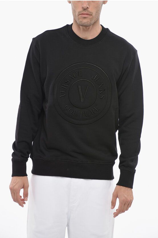 image of Versace Og1Mm0524 Couture Crew Sweatshirt In Black, Men's (Size Small)